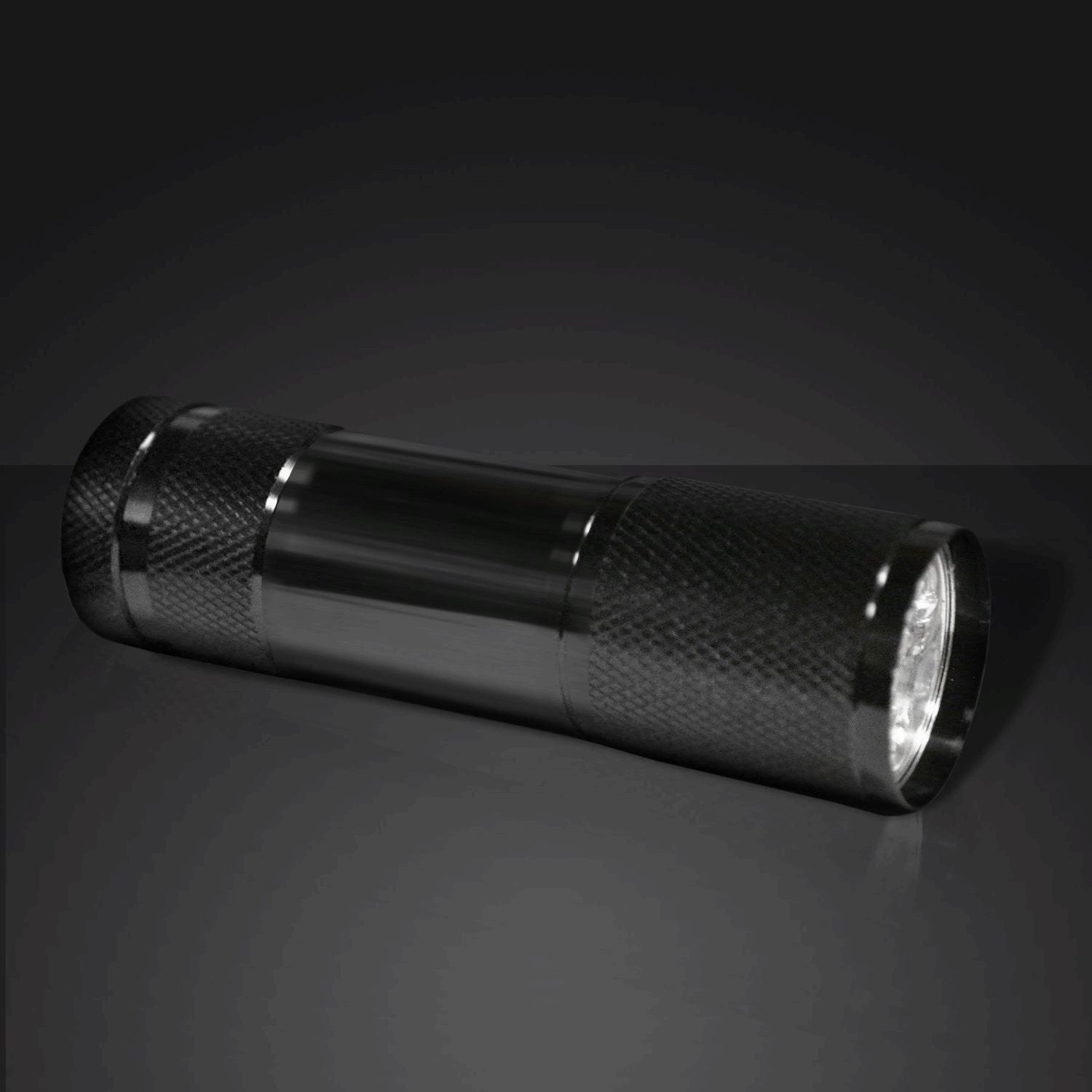 Small Black Flashlight with Bright White LEDs