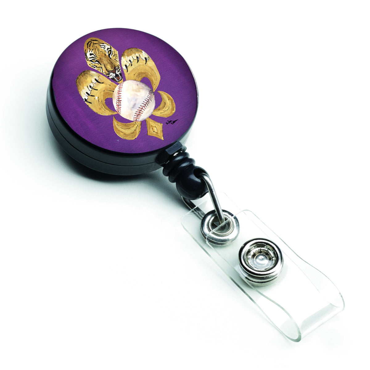 Caroline'S Treasures Tiger Fleur De Lis Baseball Retractable Badge Reel, Multicolor (8476Br)