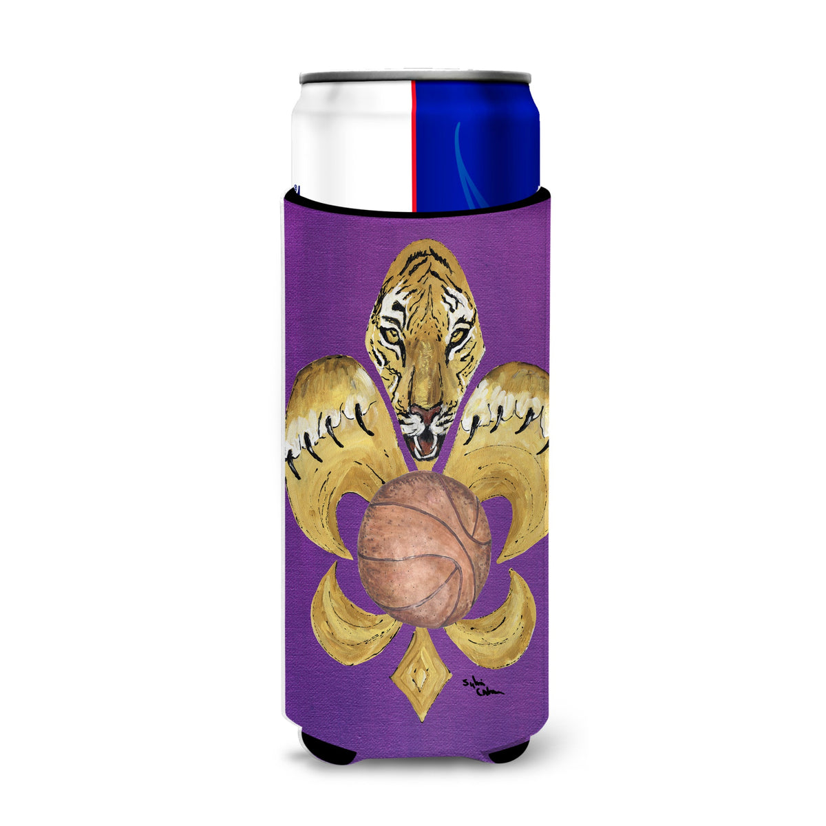 Tiger Fleur De Lis Basketball Ultra Beverage Insulators For Slim Cans 8478Muk