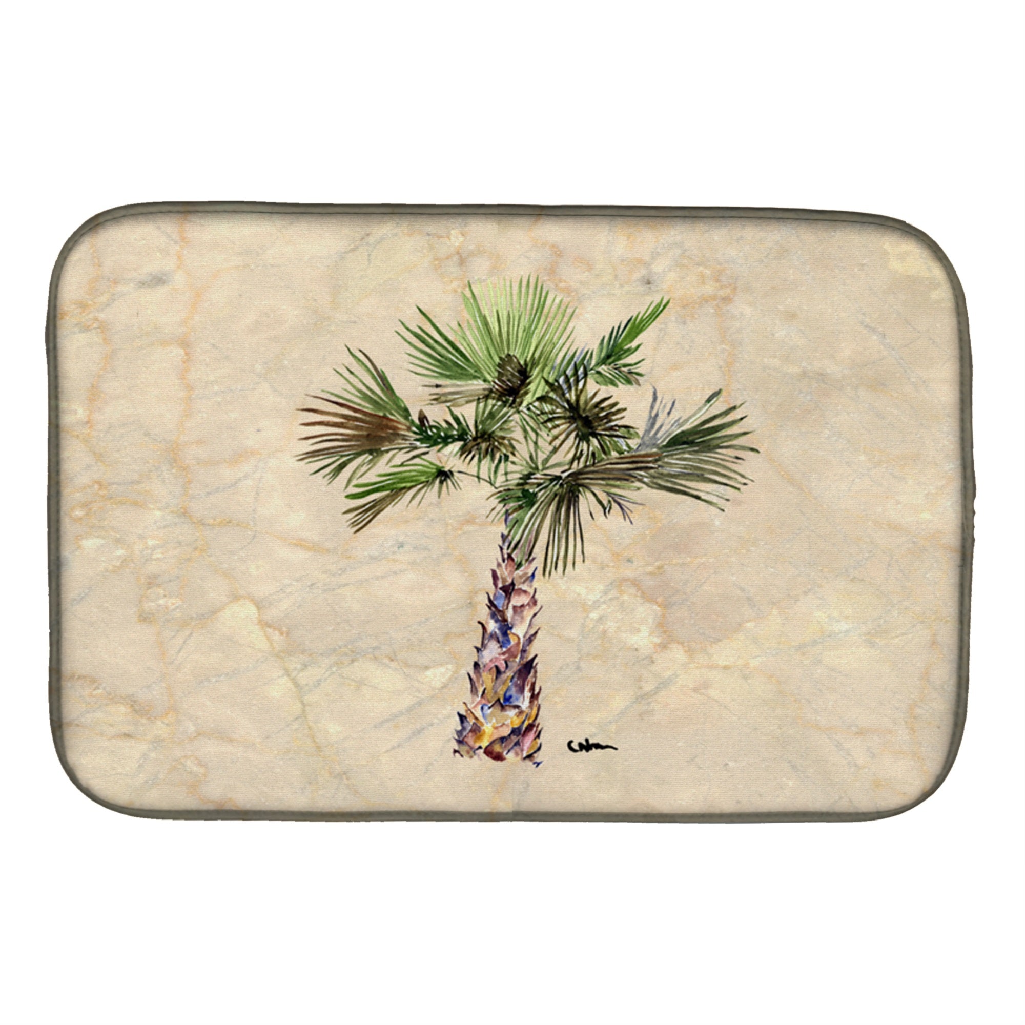 Caroline'S Treasures Palm Tree Dish Drying Mat, 14 X 21, Multicolor