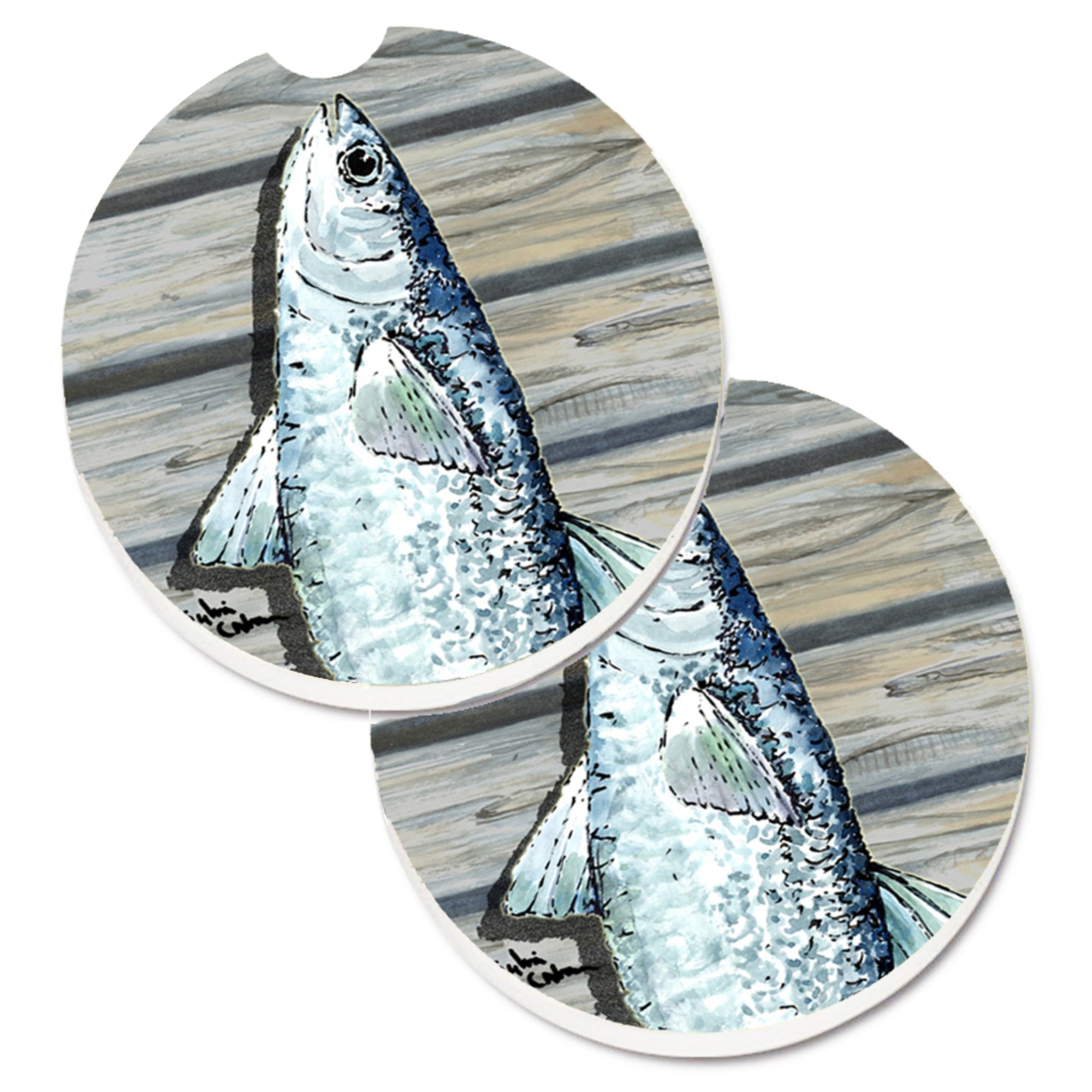 Caroline'S Treasures Fish Mullet Set Of 2 Cup Holder Car Coasters 8490Carc, 2.56, Multicolor