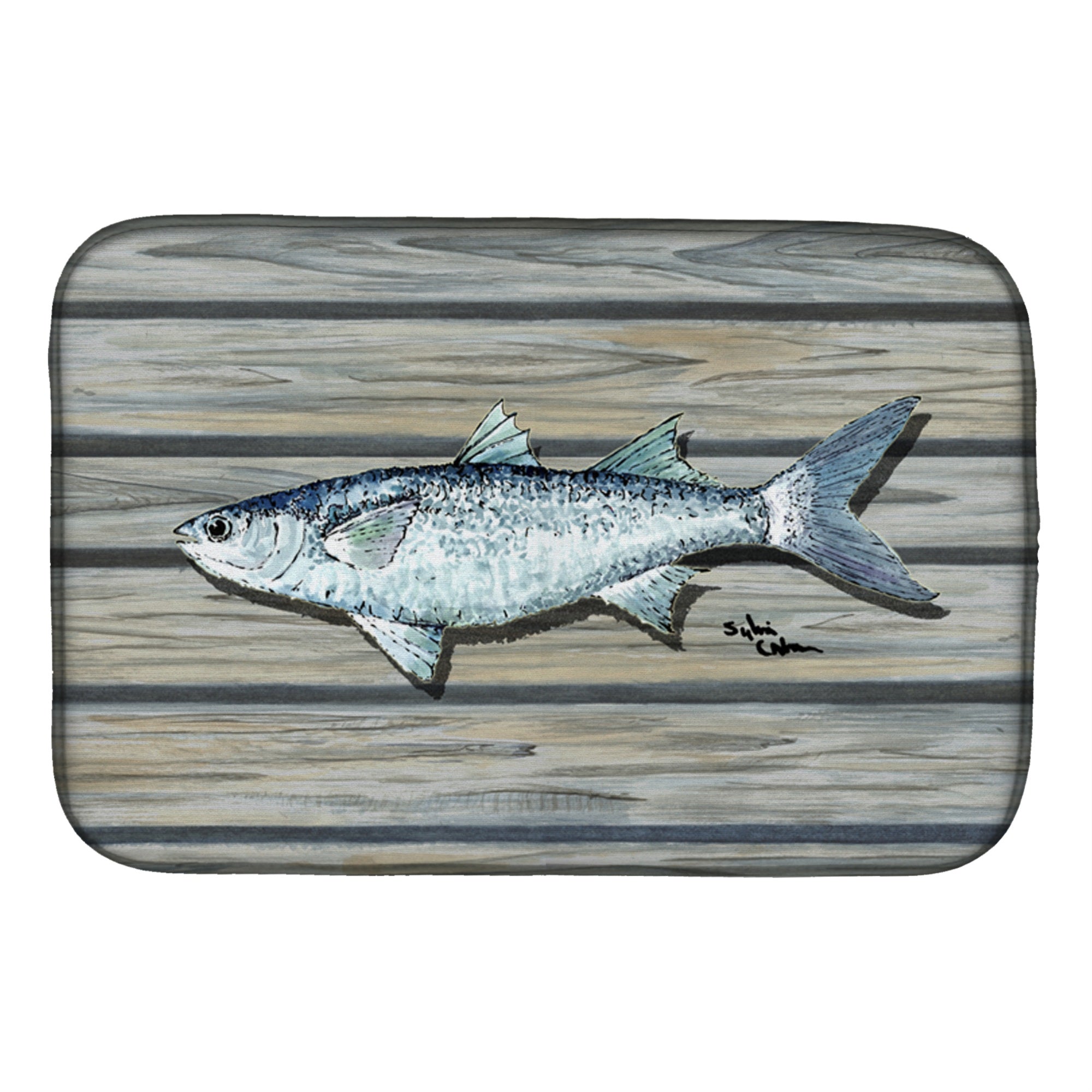 Caroline'S Treasures Fish Mullet Dish Drying Mat, 14 X 21, Multicolor