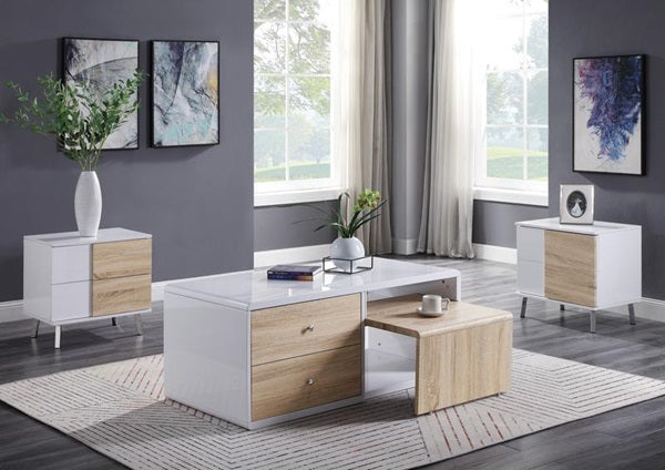 Yadlio End Table - White High Gloss Tianjin - Contemporary Casual Furniture - Verux Brand