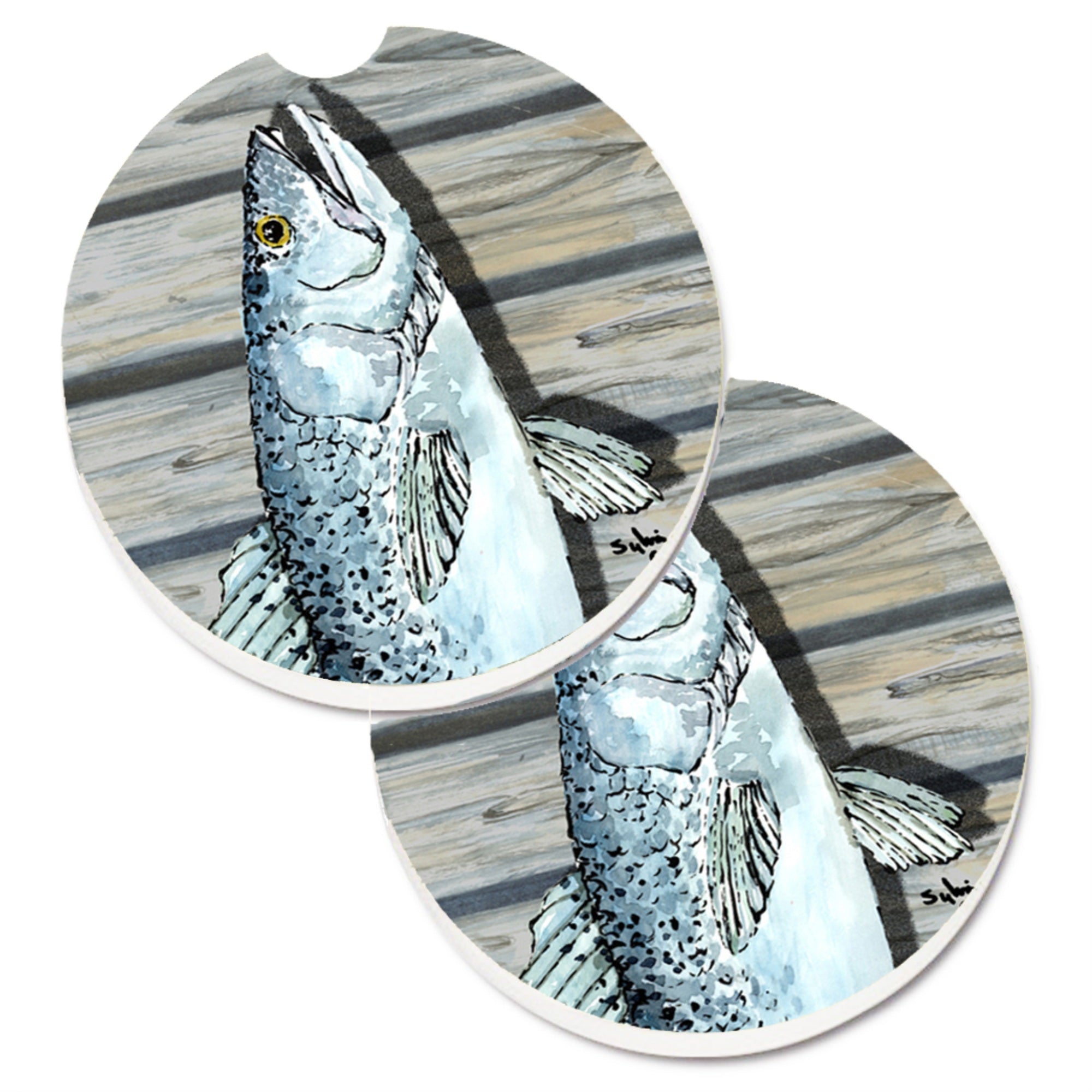 Caroline'S Treasures Fish Speckled Trout Set Of 2 Cup Holder Car Coasters 8494Carc, 2.56, Multicolor