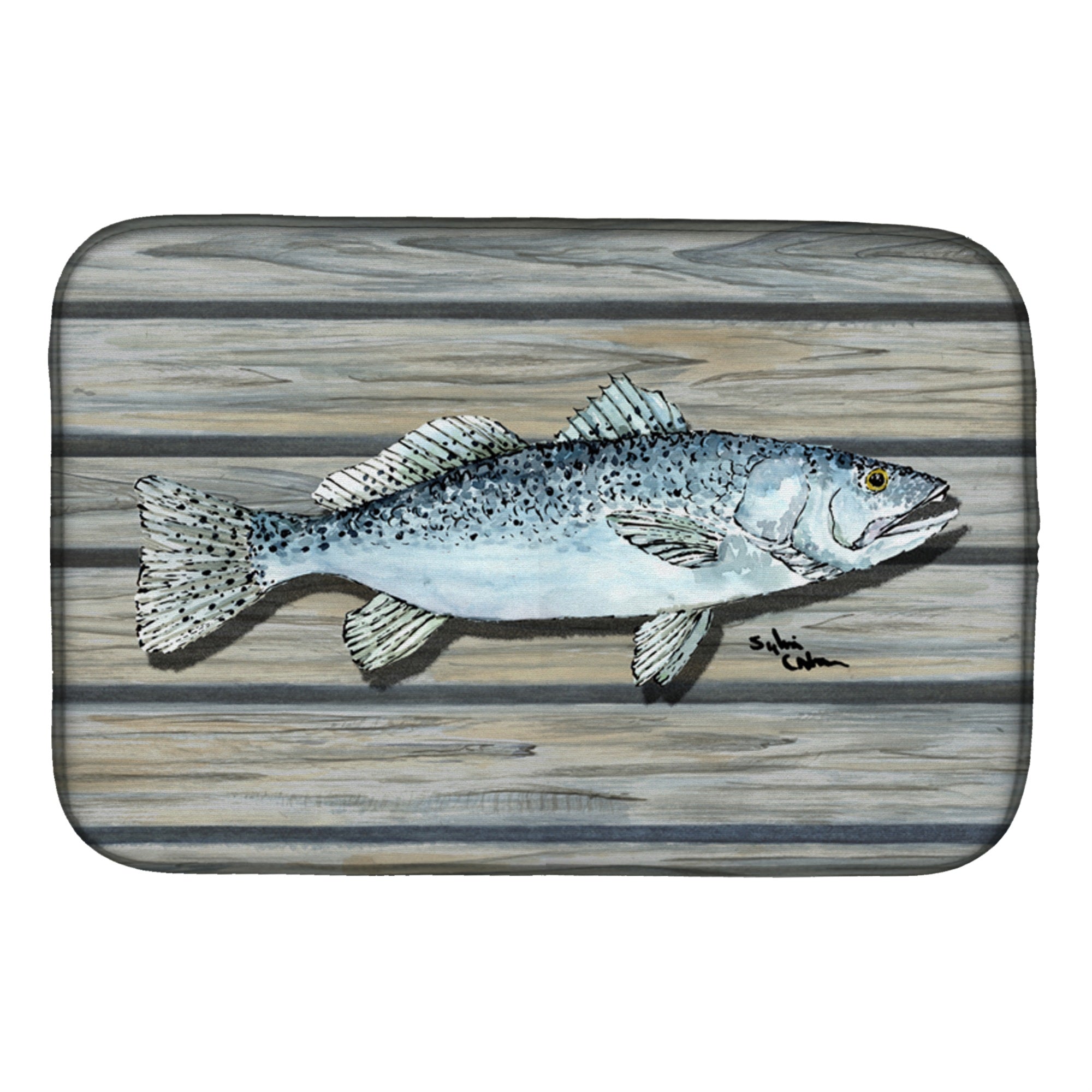 Caroline'S Treasures Fish Speckled Trout Dish Drying Mat, 14 X 21, Multicolor