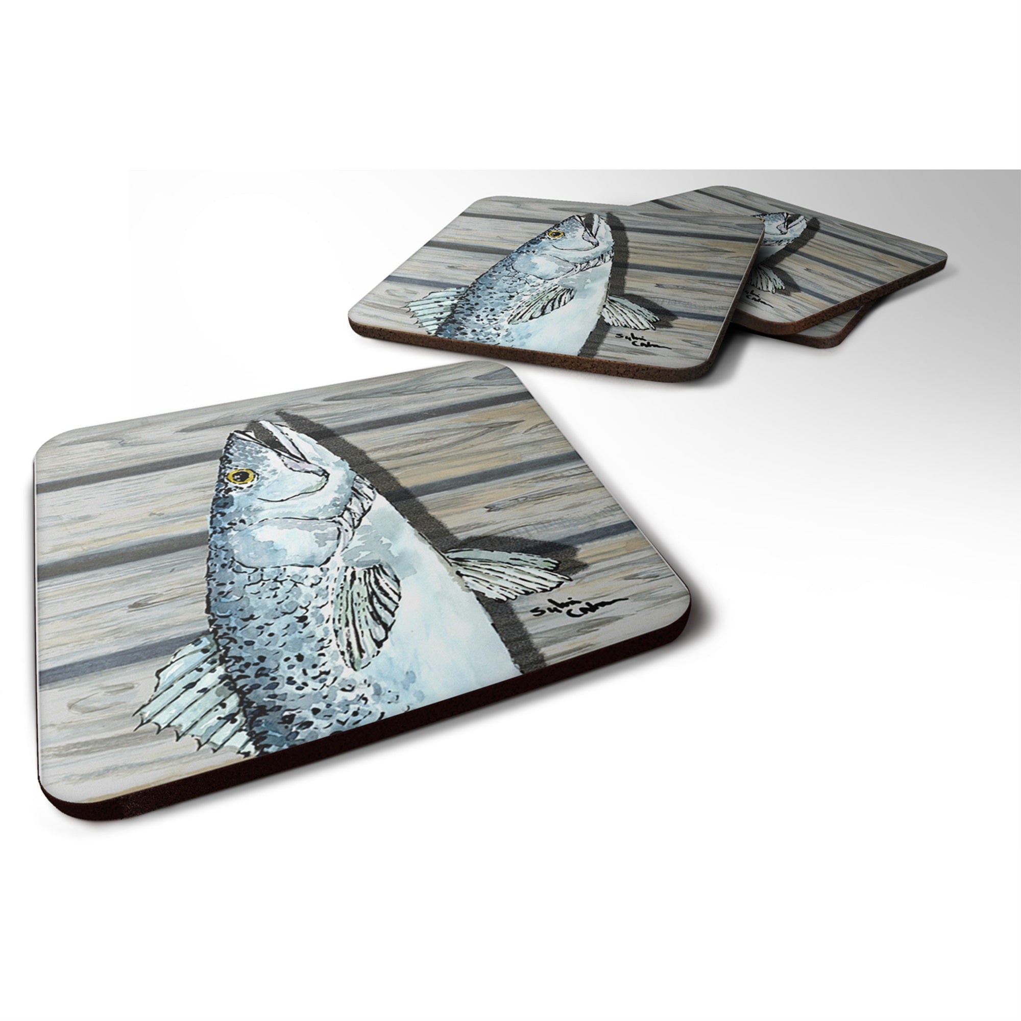 Caroline'S Treasures 8494Fc Trout Foam Coasters (Set Of 4), 3.5 H X 3.5 W, Multicolor