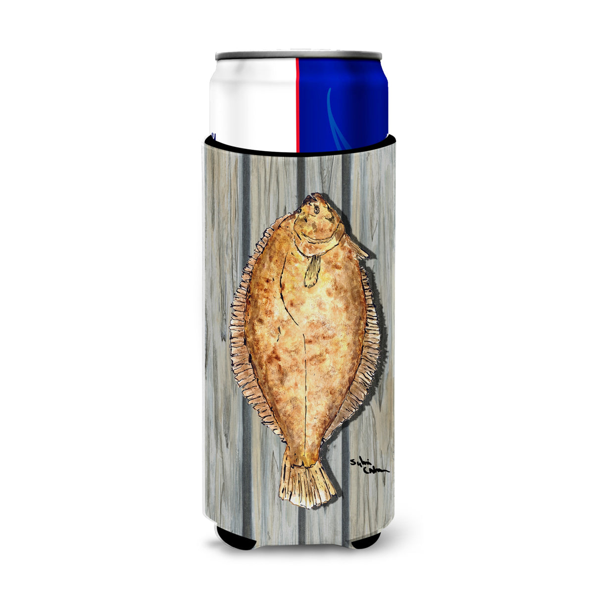 Fish Flounder Ultra Beverage Insulators For Slim Cans 8495Muk