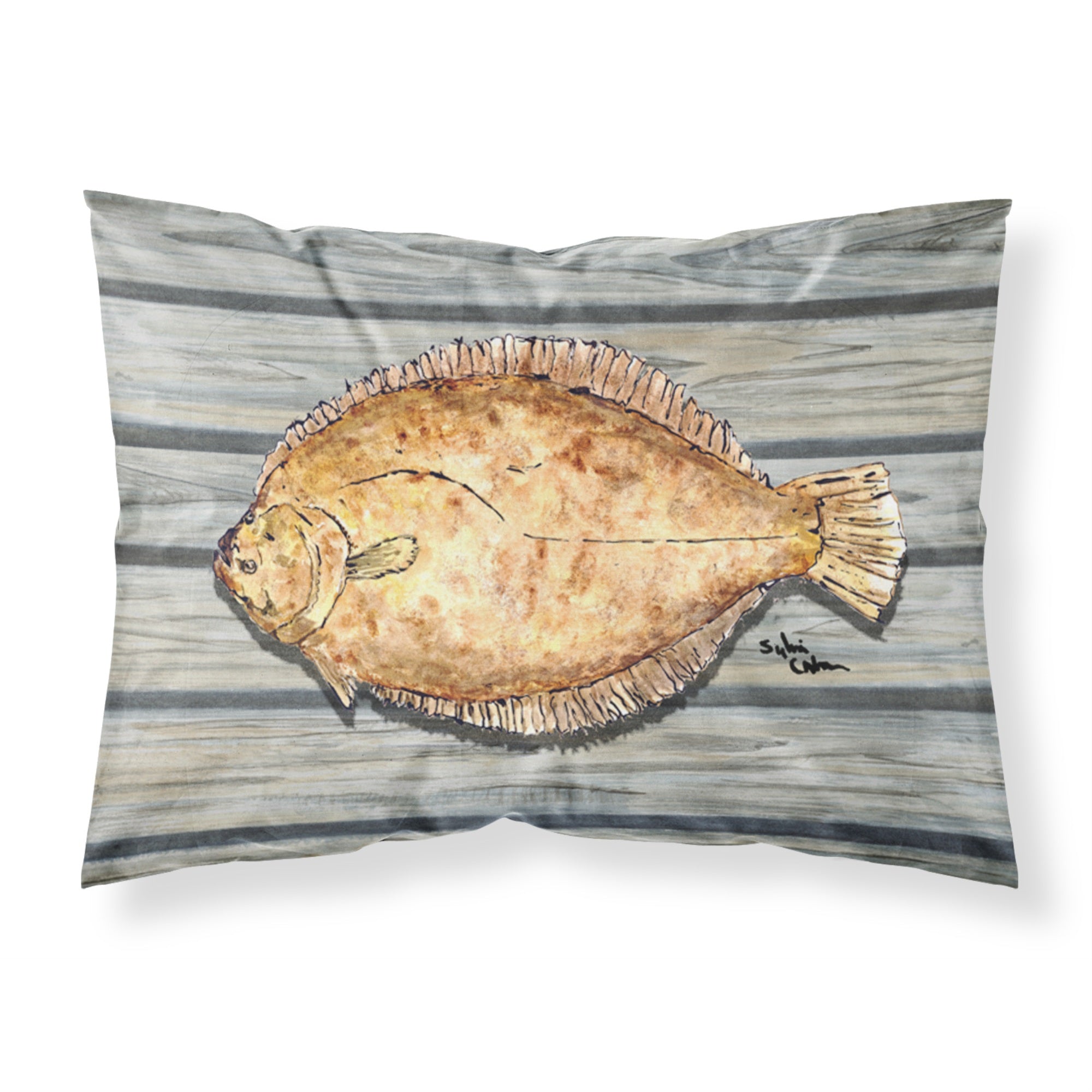Caroline'S Treasures 8495Pillowcase Fish Flounder Moisture Wicking Fabric Standard Pillowcase, Large, Multicolor