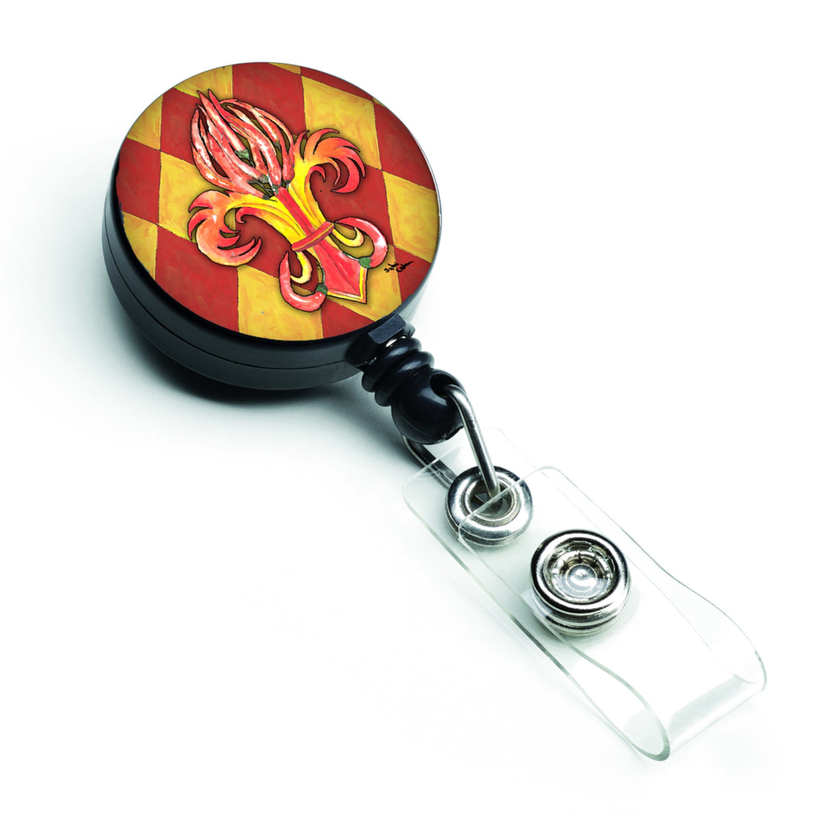 Caroline'S Treasures Peppers Fleur De Lis Retractable Badge Reel, Multicolor (8499Br)