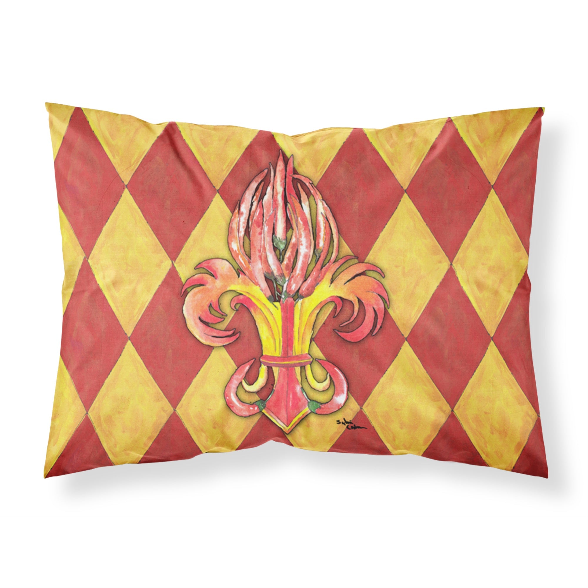 Caroline'S Treasures 8499Pillowcase Peppers Fleur De Lis Moisture Wicking Fabric Standard Pillowcase, Large, Multicolor