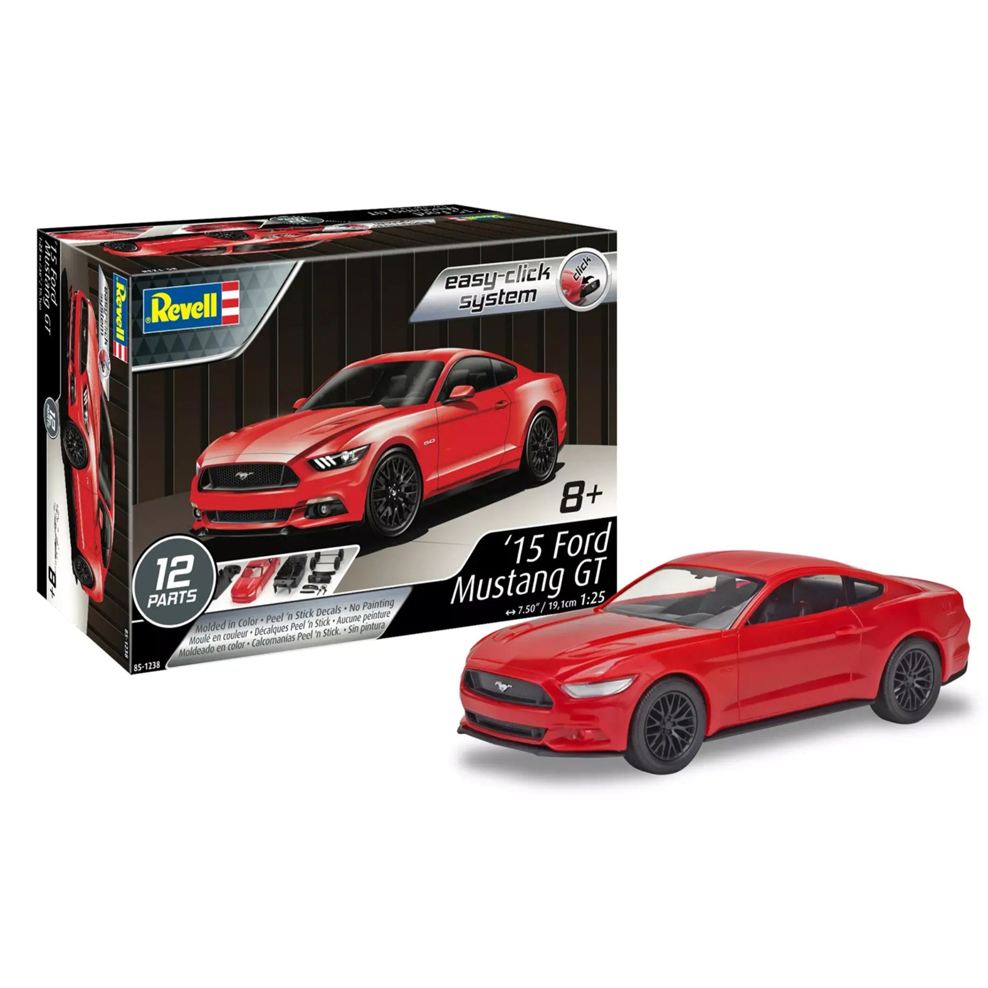 Level 2 Easy-Click Model Kit 2015 Ford Mustang Gt 1/25 Scale Model By Revell