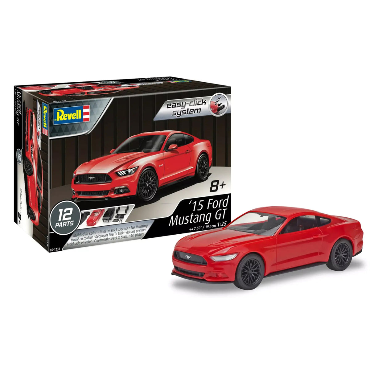 Level 2 Easy-Click Model Kit 2015 Ford Mustang Gt 1/25 Scale Model By Revell