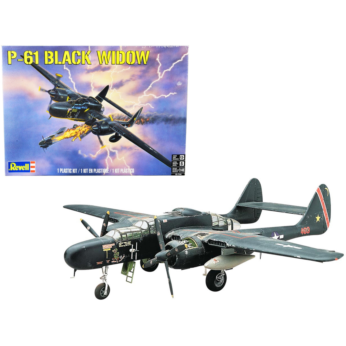Level 5 Model Kit P-61 Black Widow Fighter Plane 1/48 Scale Model By Revell