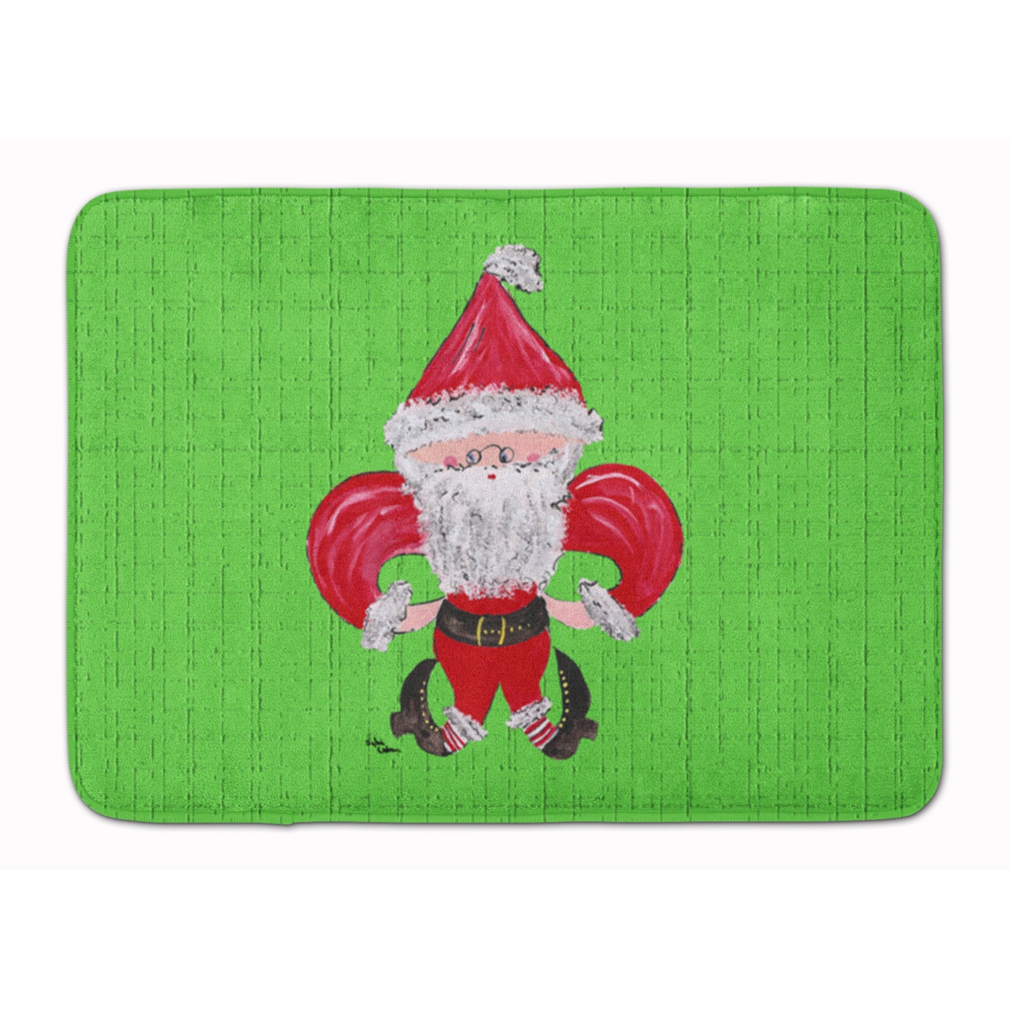Caroline'S Treasures Christmas Fleur De Lis Santa Claus Floor Mat, 19 X 27, Multicolor