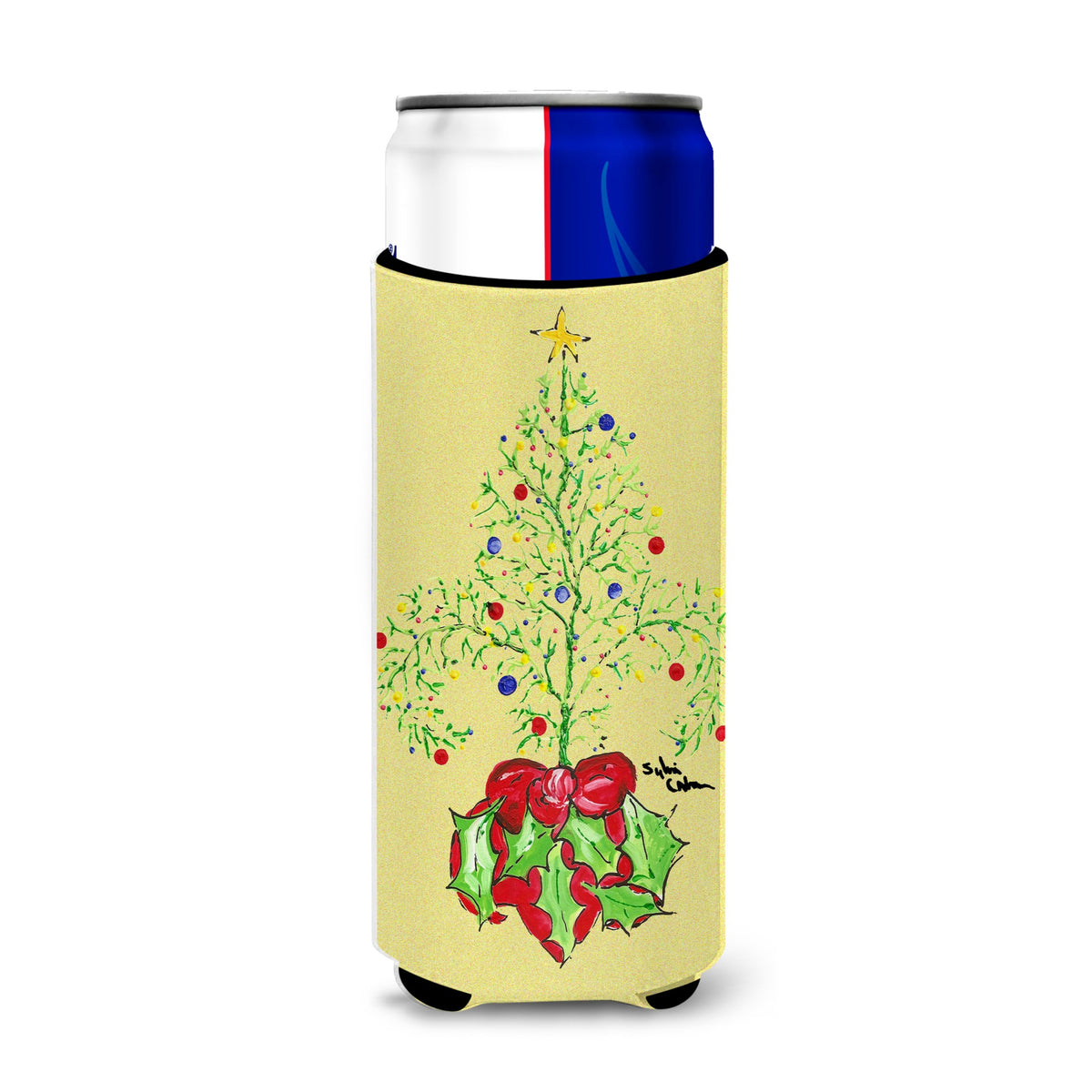 Christmas Tree Fleur De Lis Ultra Beverage Insulators For Slim Cans 8501Muk