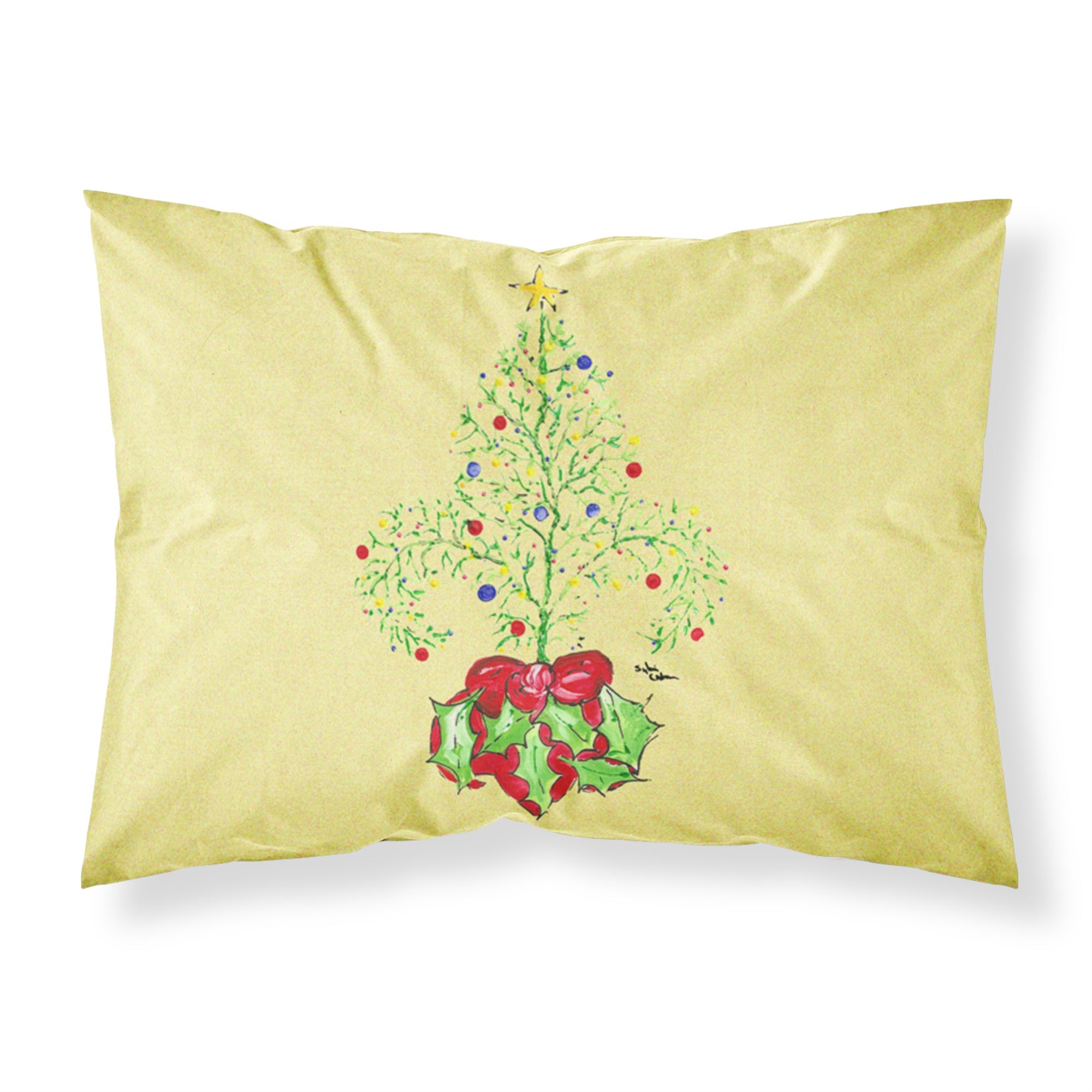 Caroline'S Treasures 8501Pillowcase Christmas Tree Fleur De Lis Moisture Wicking Fabric Standard Pillowcase, Large, Multicolor
