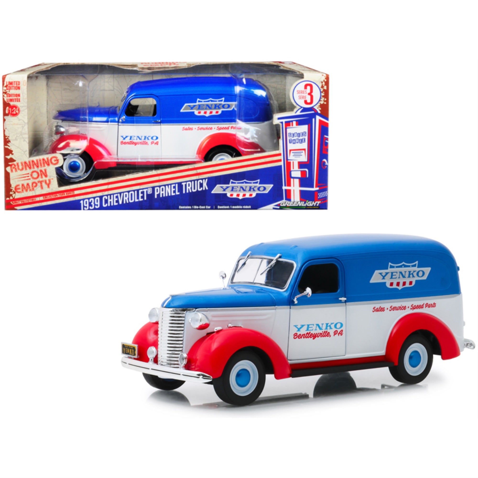 1939 Chevrolet Panel Truck 'Yenko Sales And Service' 'Running On Empty' Series 3 1/24 Diecast Model Car By Greenlight