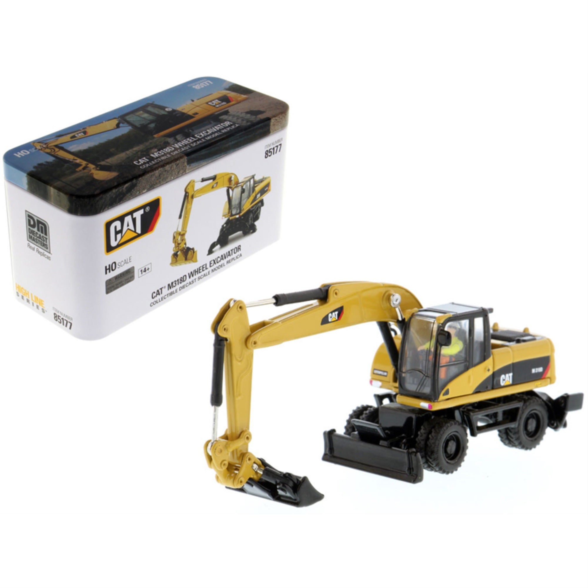 Cat Caterpillar M318D Wheeled Excavator With Operator High Line Series 1/87 (Ho) Scale Diecast Model By Diecast Masters