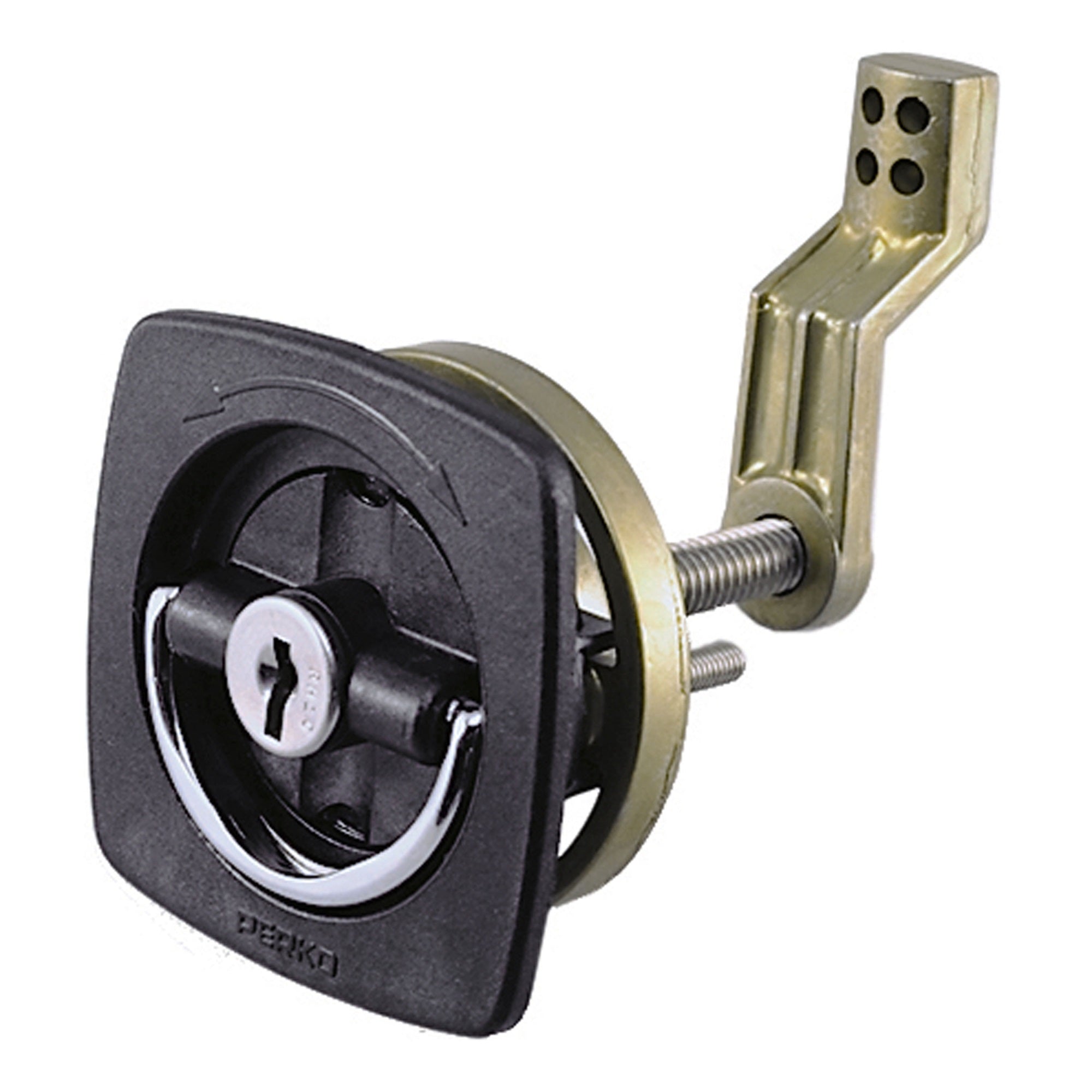 Perko 0931Dp1Blk Flush-Mount Locking Latch With Offset Cam Bar And Flexible Polymer Strike For 1-1/8 To 2 Mounting Hole - Bl