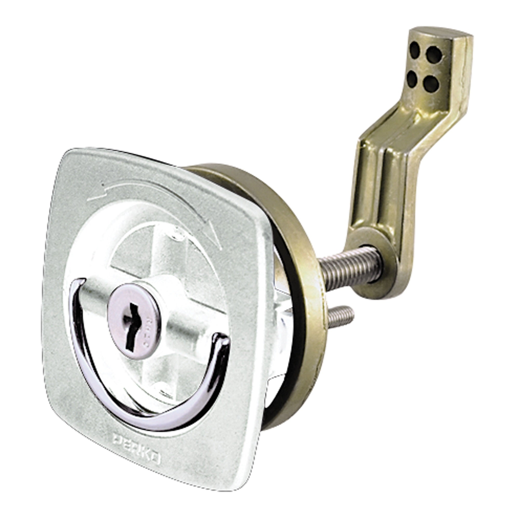Perko 0931Dp1Wht Flush-Mount Locking Latch With Offset Cam Bar And Flexible Polymer Strike For 1-1/8 To 2 Hole - White