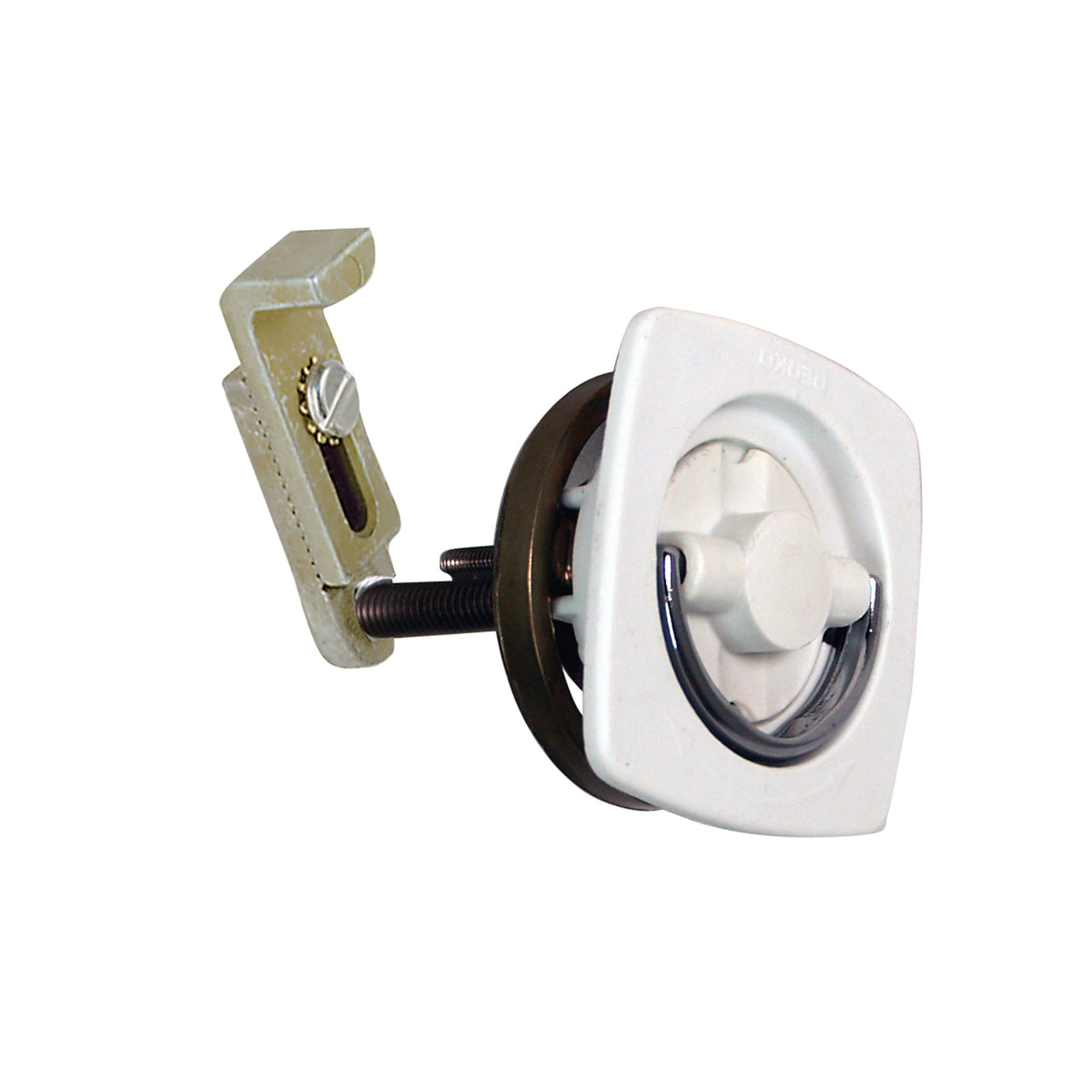 Perko 0932Dp1Wht Flush-Mount Non-Locking Latch With Offset Cam Bar And Flexible Polymer Strike For 1-1/8 To 2 Hole - White