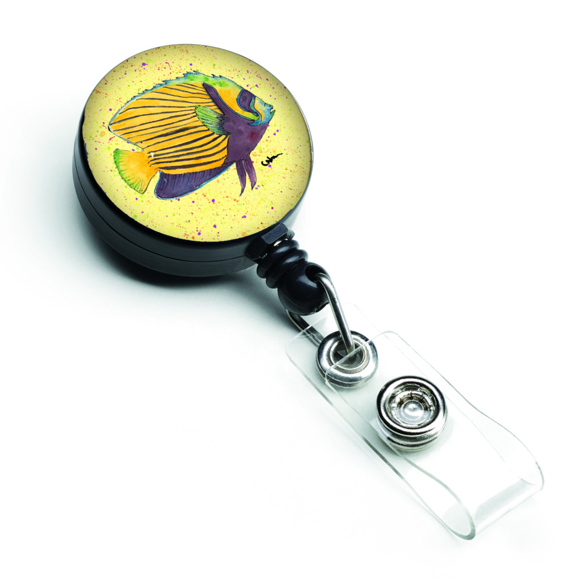 Caroline'S Treasures Yellow Fish On Yellow Retractable Badge Reel, Multicolor (8528Br)