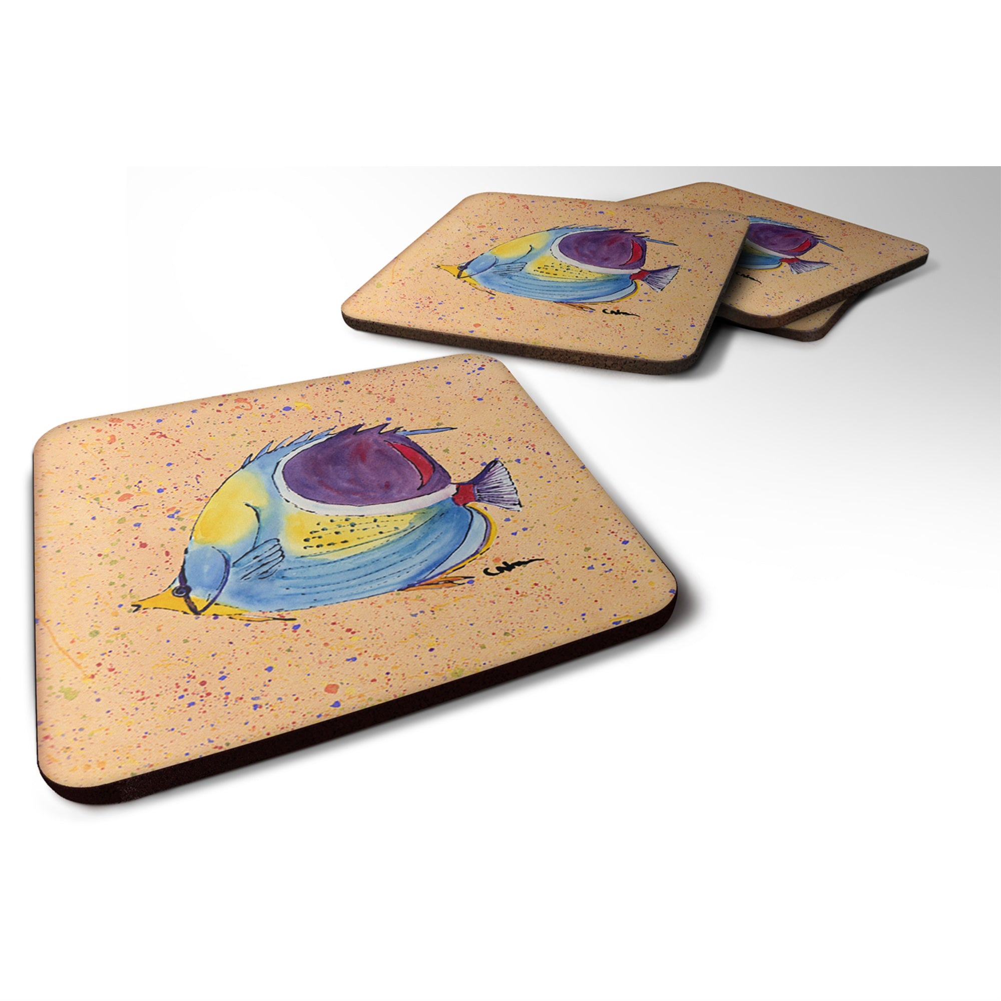 Caroline'S Treasures 8529Fc Tropical Fish Foam Coasters (Set Of 4), 3.5 H X 3.5 W, Multicolor