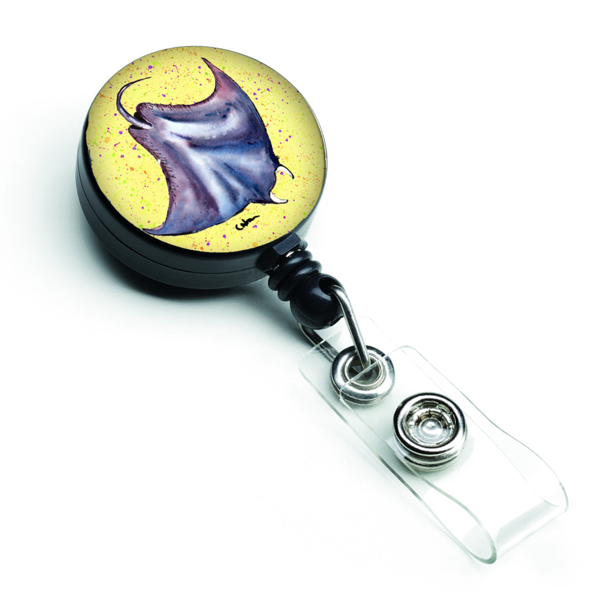 Caroline'S Treasures Stingray On Yellow Retractable Badge Reel, Multicolor (8531Br)