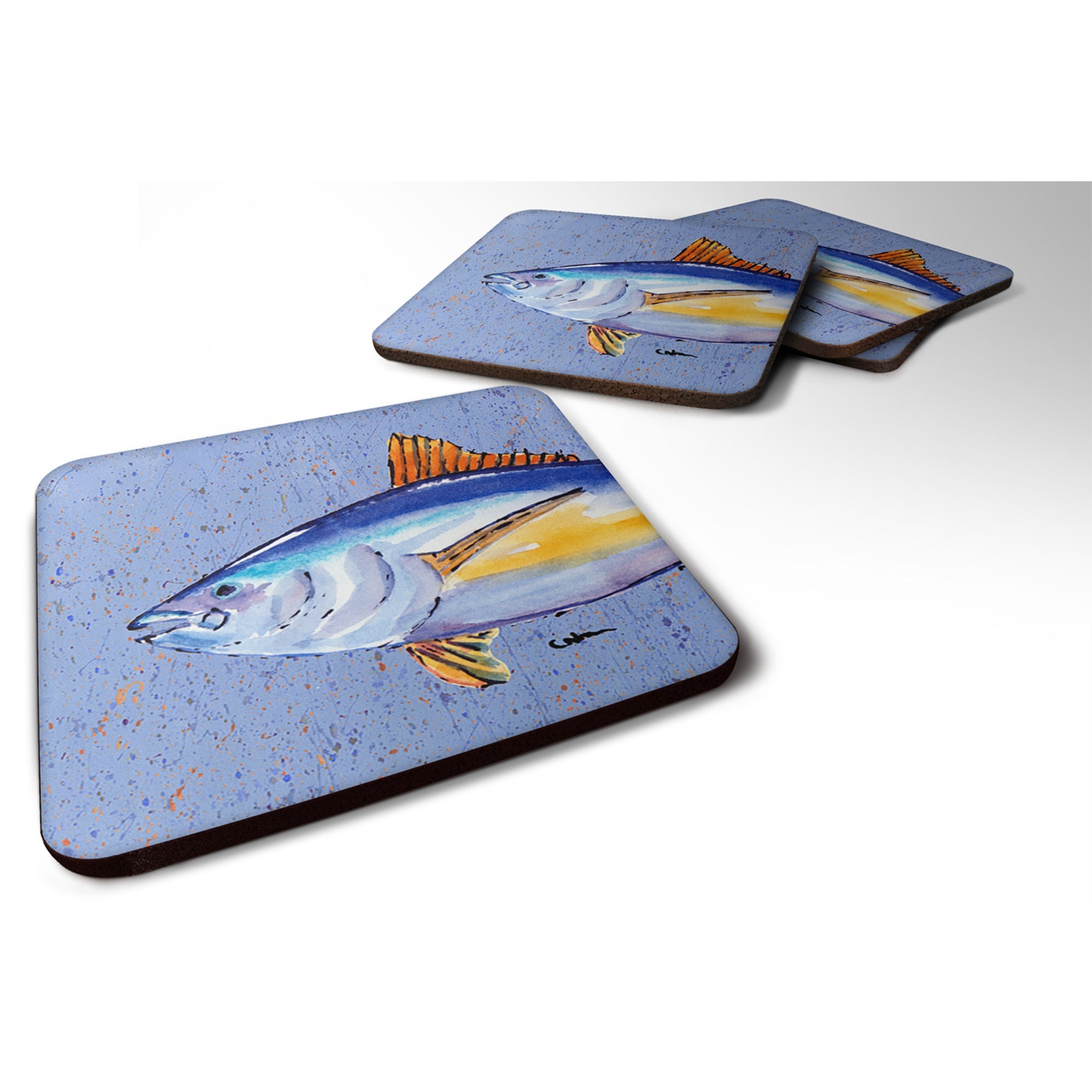 Caroline'S Treasures 8535Fc Tuna Foam Coasters (Set Of 4), 3.5 H X 3.5 W, Multicolor