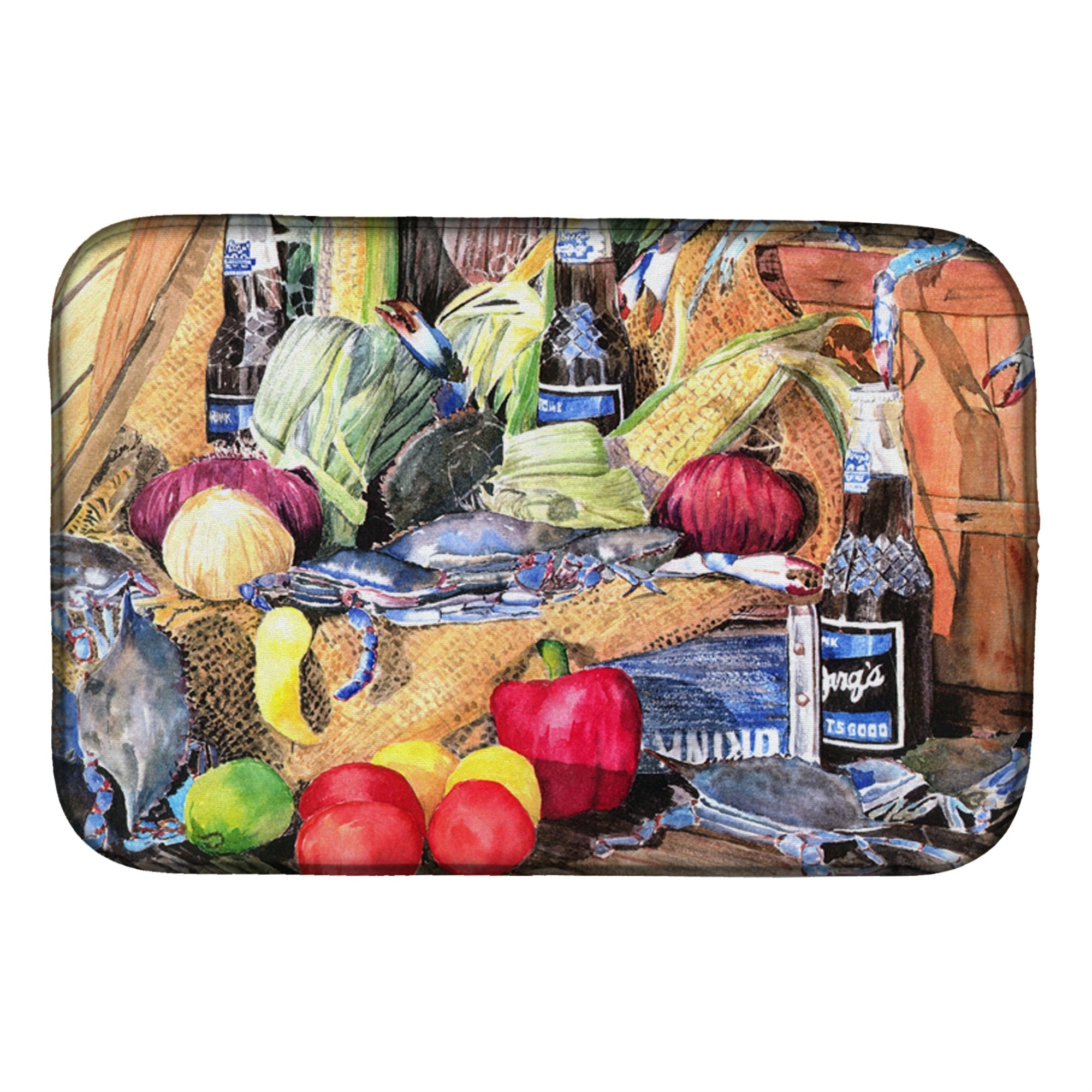 Caroline'S Treasures Bar'S And Crabs Dish Drying Mat, 14 X 21, Multicolor