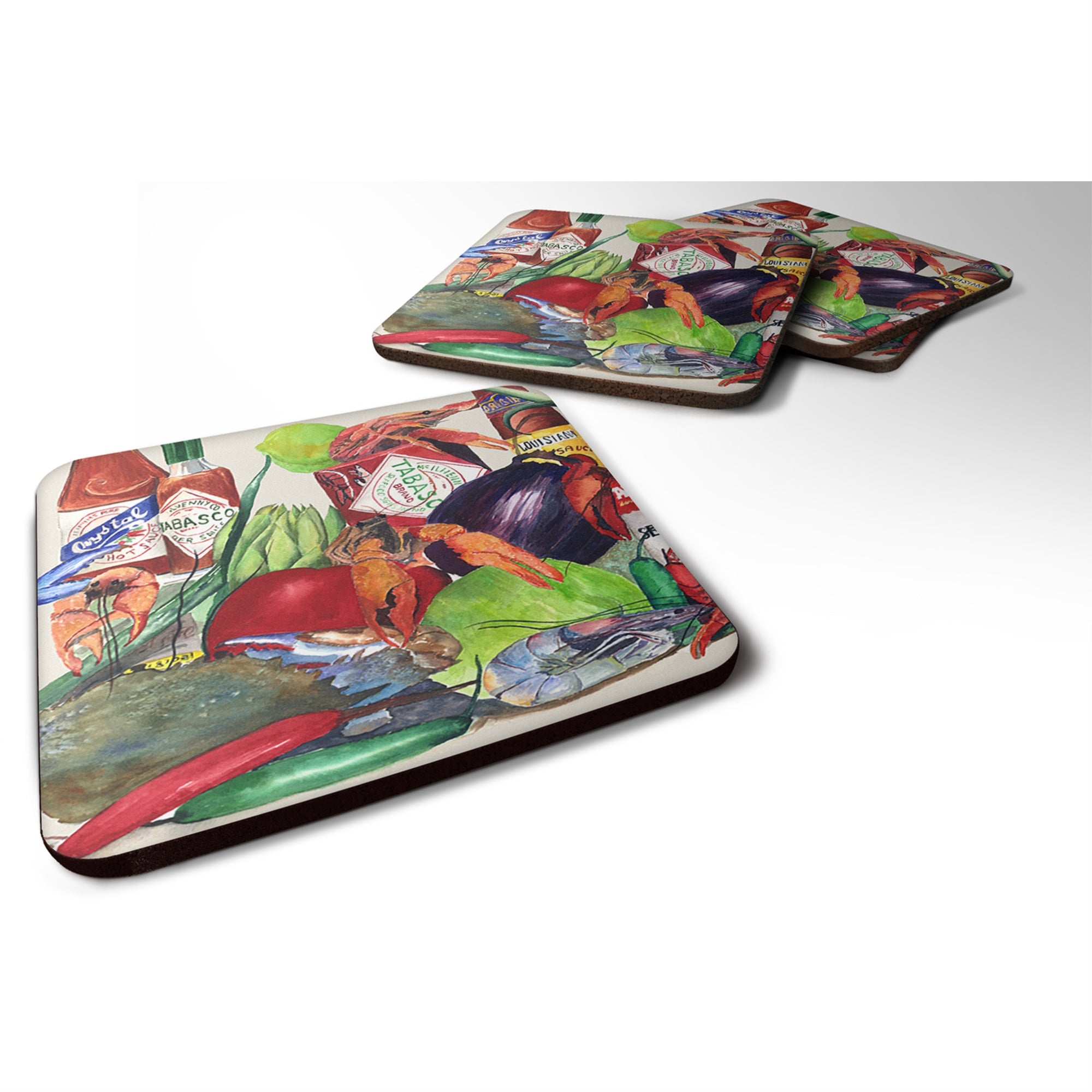 Caroline'S Treasures 8540-1Fc Louisiana Spices Foam Coasters (Set Of 4), 3.5 H X 3.5 W, Multicolor