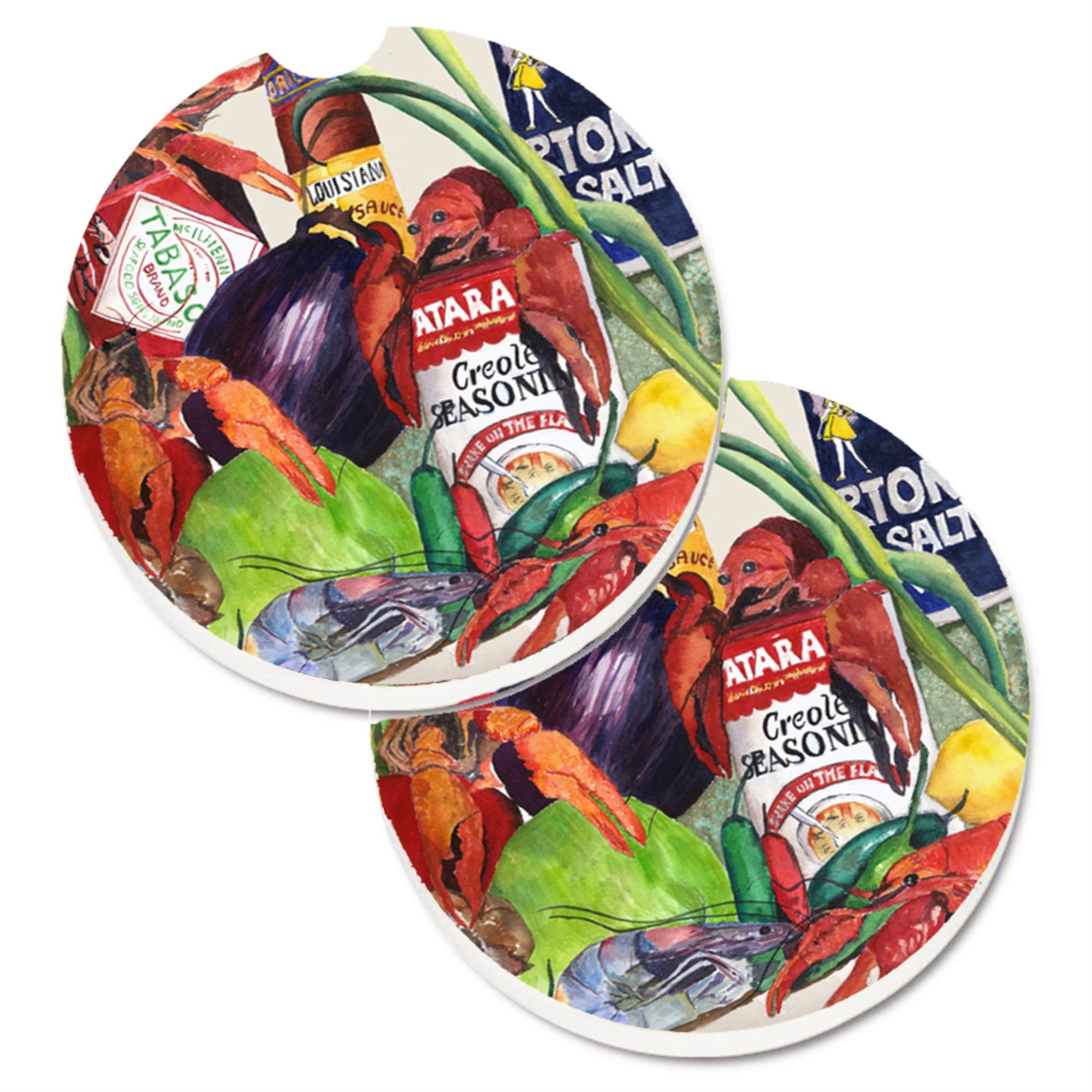 Caroline'S Treasures Louisiana Spices Set Of 2 Cup Holder Car Coasters 8540-2Carc, 2.56, Multicolor