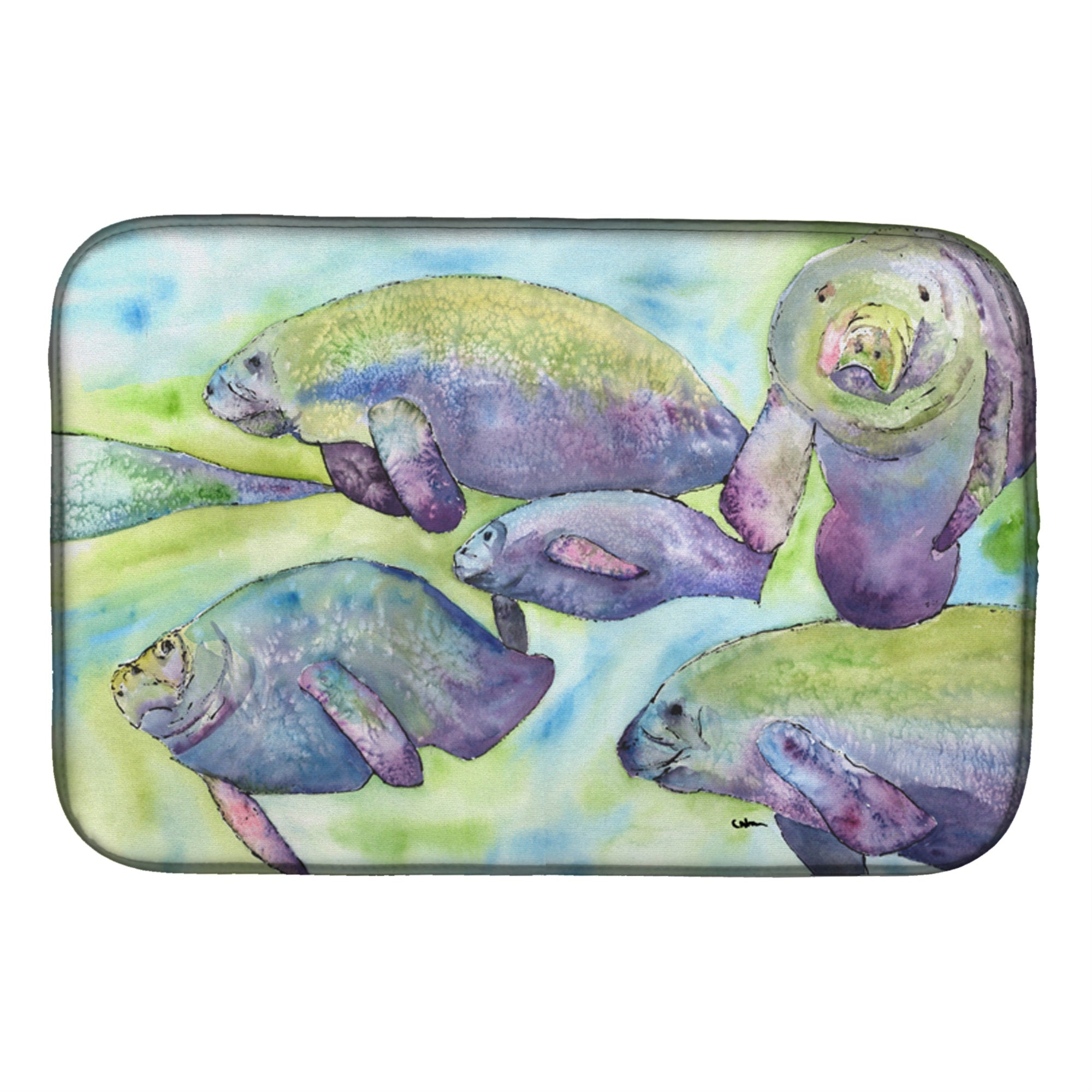 Caroline'S Treasures Manatee Dish Drying Mat, 14 X 21, Multicolor
