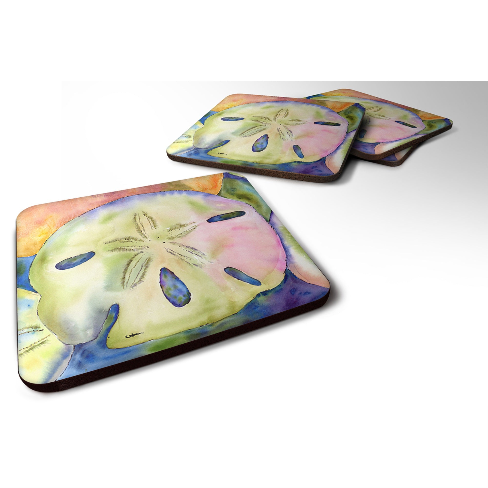 Caroline'S Treasures 8545Fc Sand Dollar Foam Coasters (Set Of 4), 3.5 H X 3.5 W, Multicolor