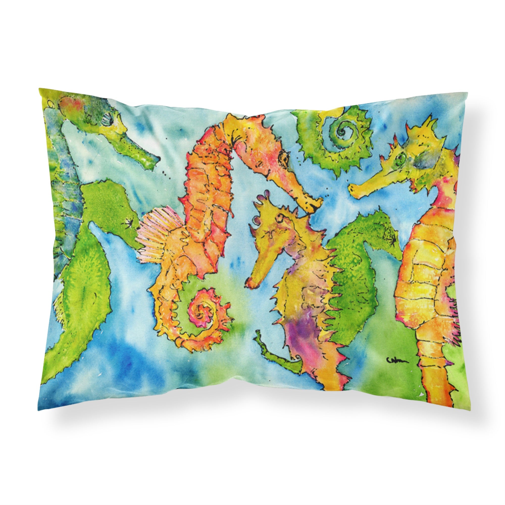 Caroline'S Treasures 8546Pillowcase Seahorse Moisture Wicking Fabric, Polyester Envelop Closure Type Pillow Case, Standard (20