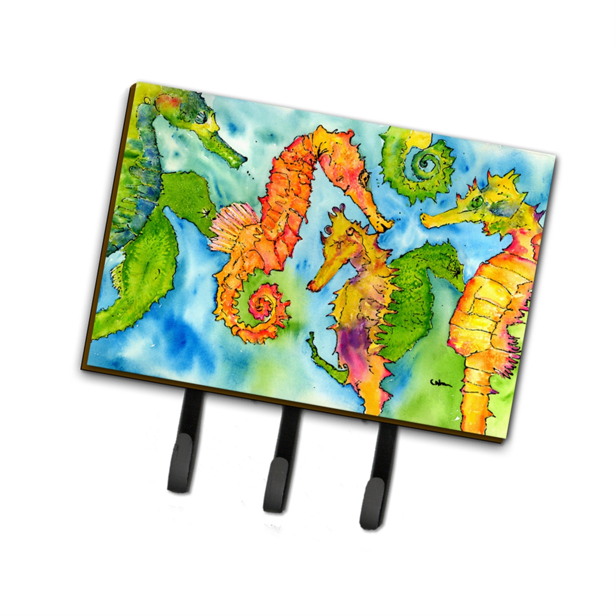 Caroline'S Treasures 8546Th68 Seahorse Leash Or Key Holder, Large, Multicolor