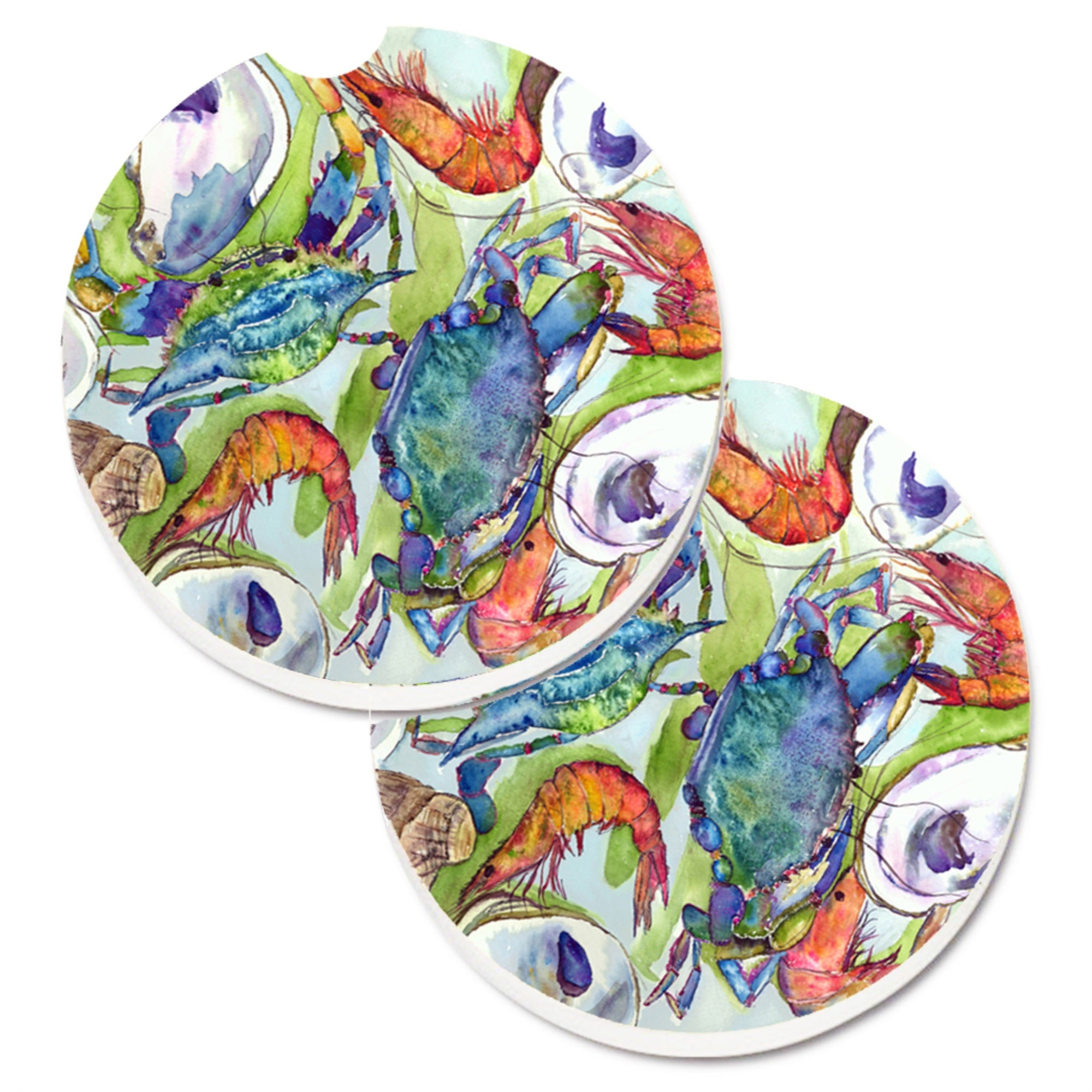 Caroline'S Treasures Crab Set Of 2 Cup Holder Car Coasters 8547Carc, 2.56, Multicolor