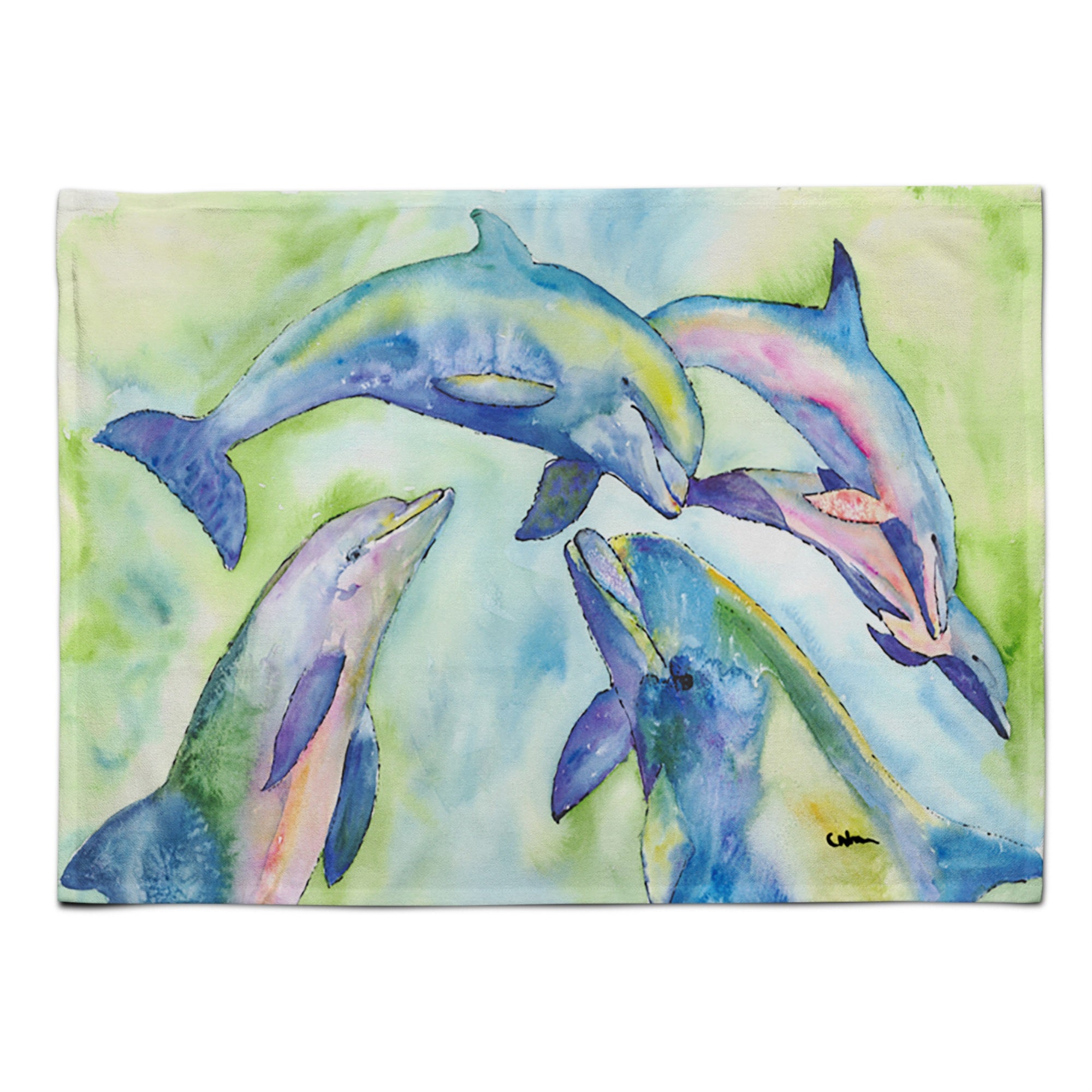 Caroline'S Treasures 8548Plmt Dolphin Fabric Placemat, Multicolor