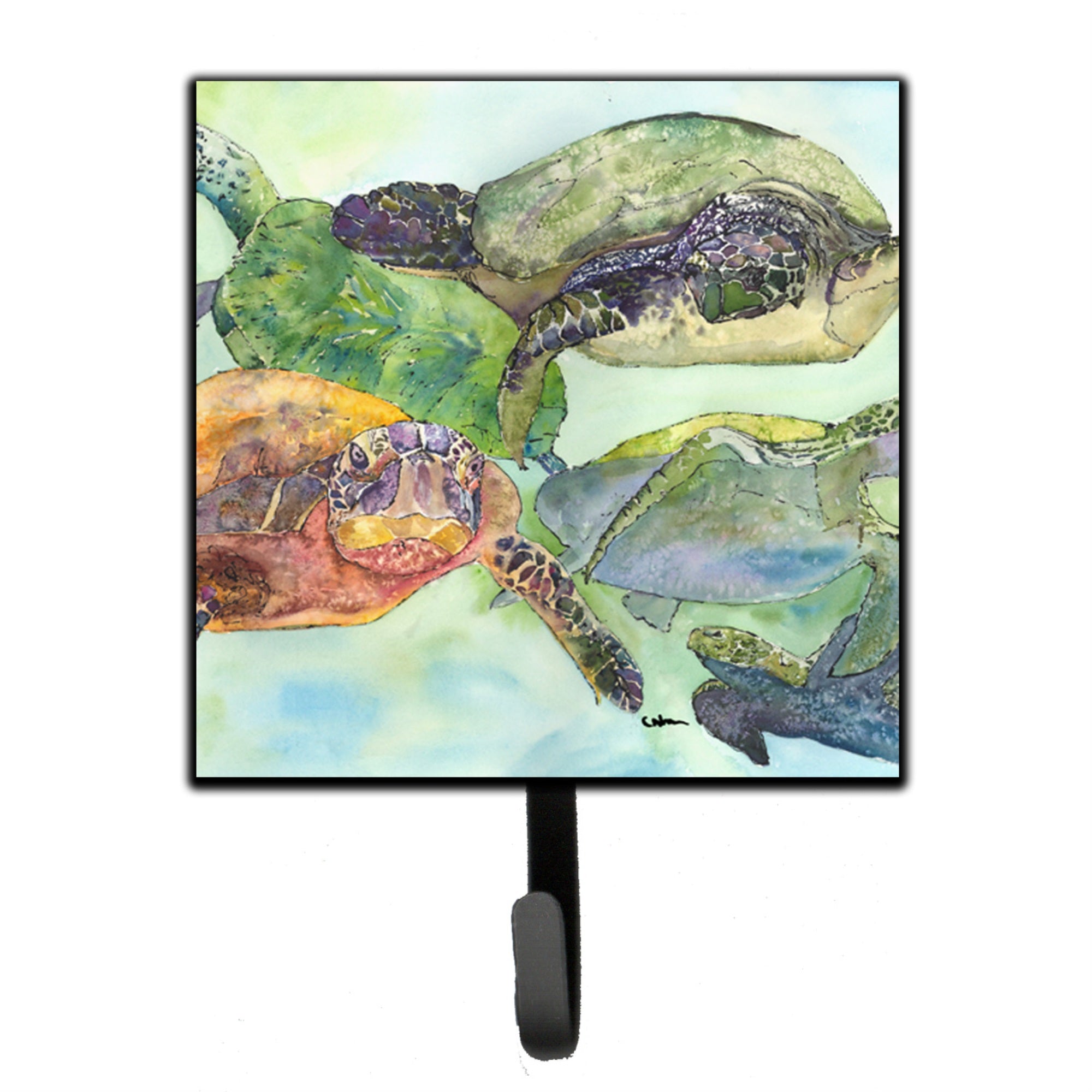 Caroline'S Treasures 8549Sh4 Turtle Leash Holder Or Key Hook, Small, Multicolor