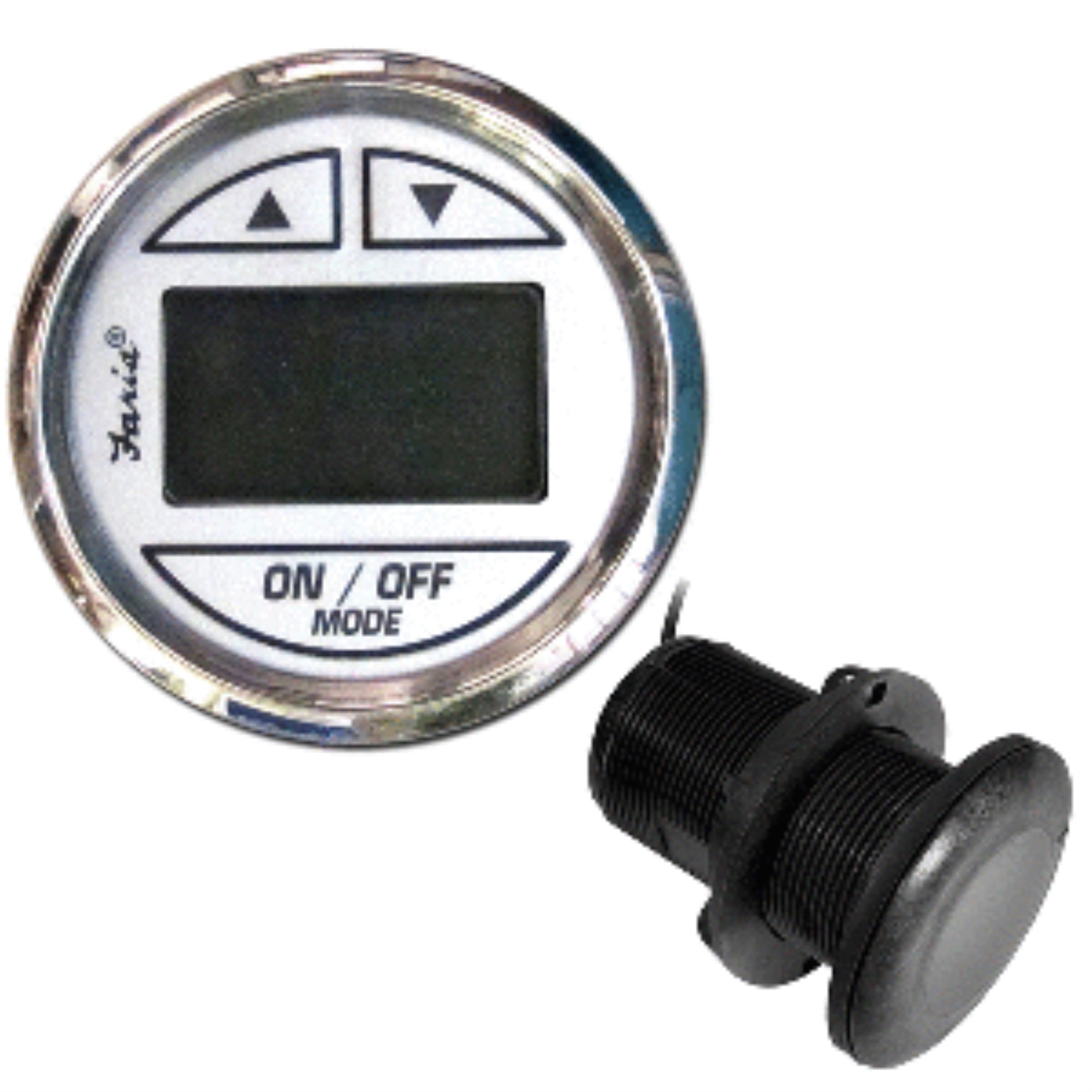 Faria Chesapeake White Ss 2' Depth Sounder W/Thru-Hull Transducer