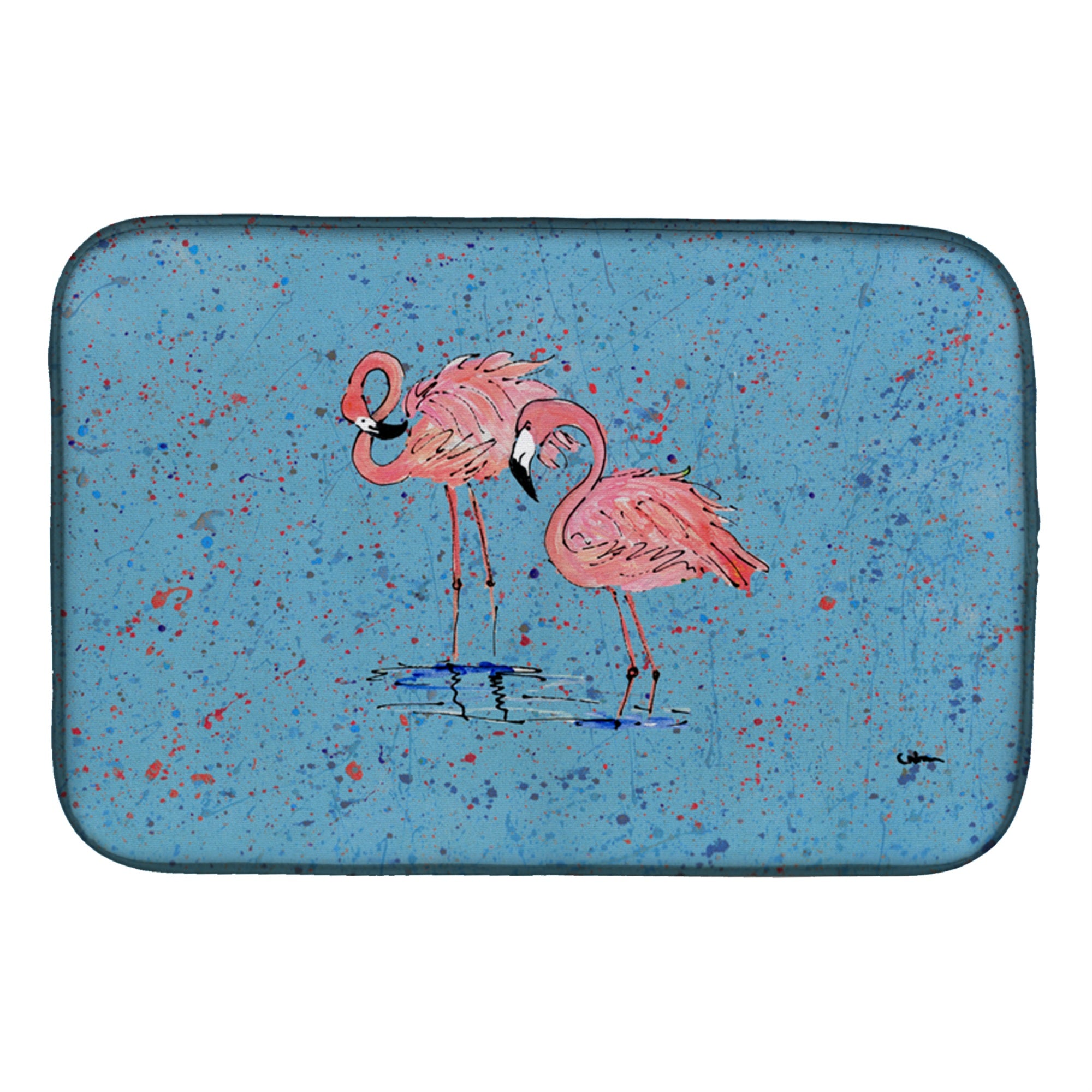 Caroline'S Treasures Flamingo Dish Drying Mat, 14 X 21, Multicolor