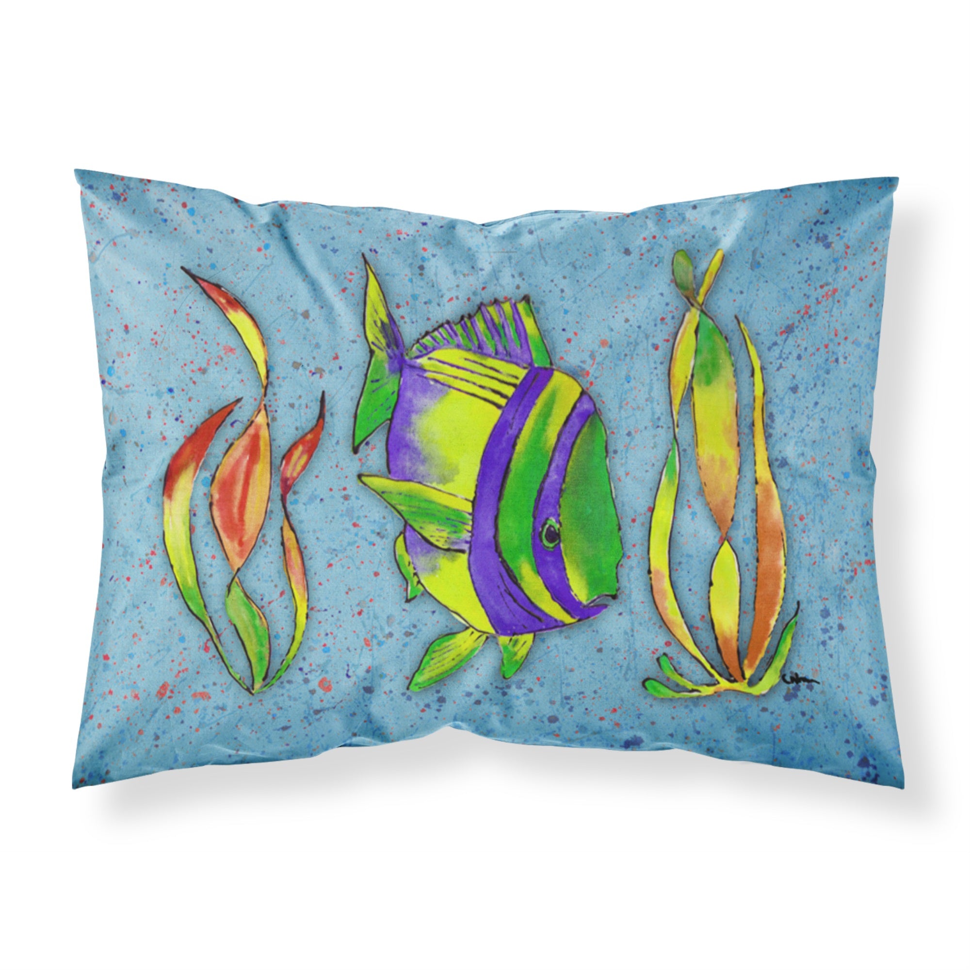 Caroline'S Treasures 8570Pillowcase Tropical Fish On Blue Moisture Wicking Fabric Standard Pillowcase, Large, Multicolor