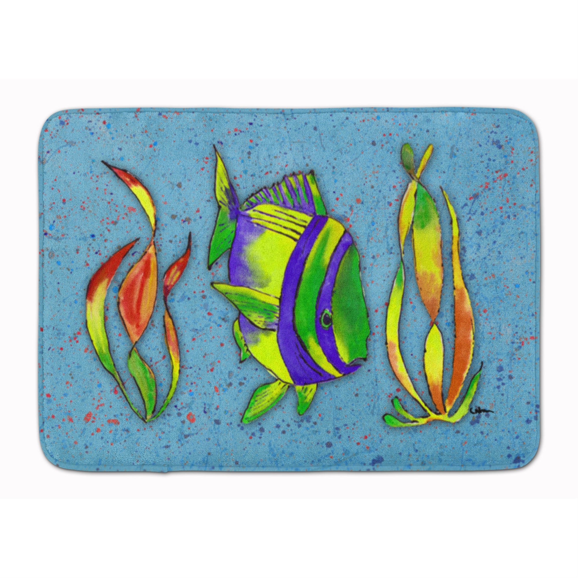Caroline'S Treasures Tropical Fish On Blue Floor Mat, 19 X 27, Multicolor