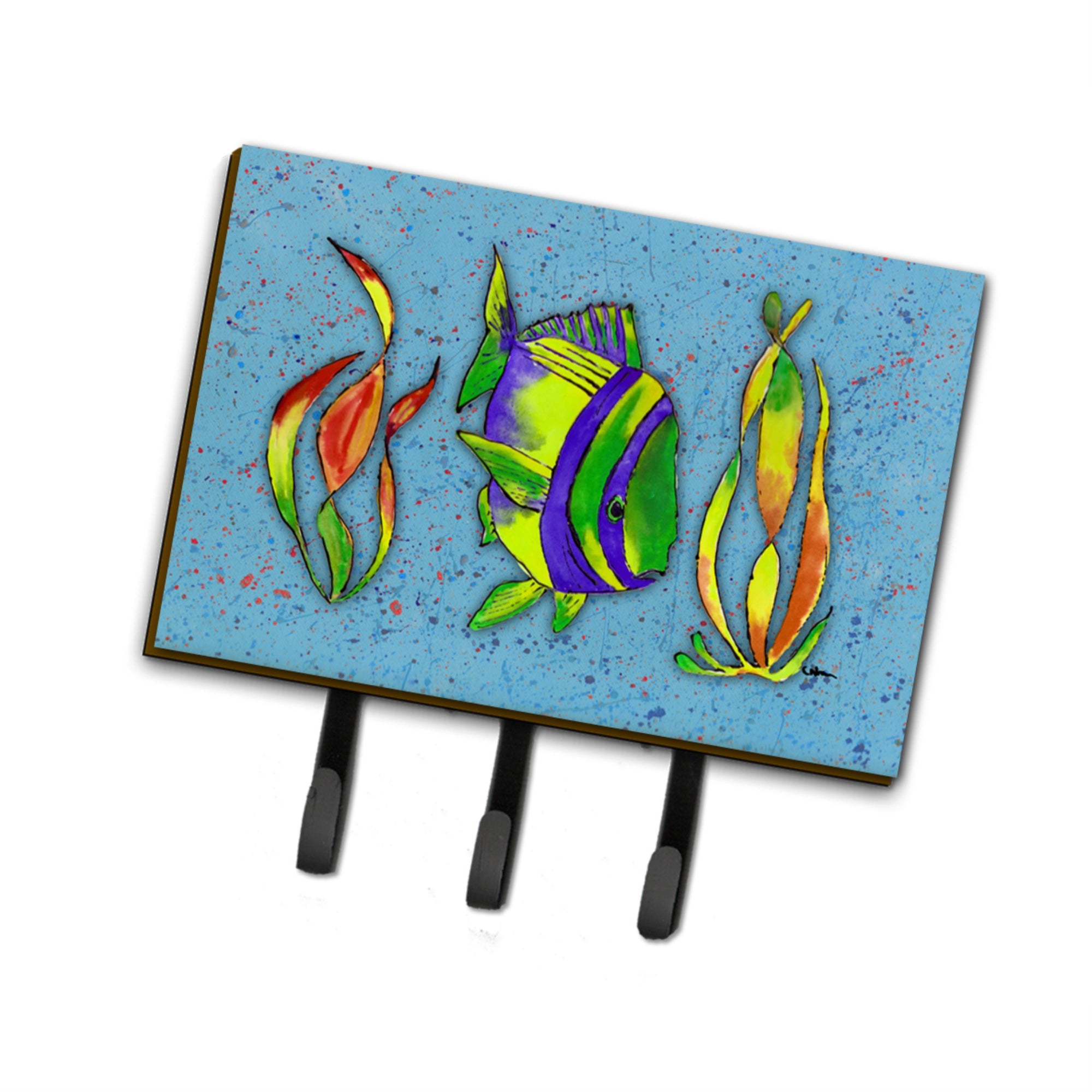 Caroline'S Treasures 8570Th68 Tropical Fish On Blue Leash Or Key Holder, Large, Multicolor