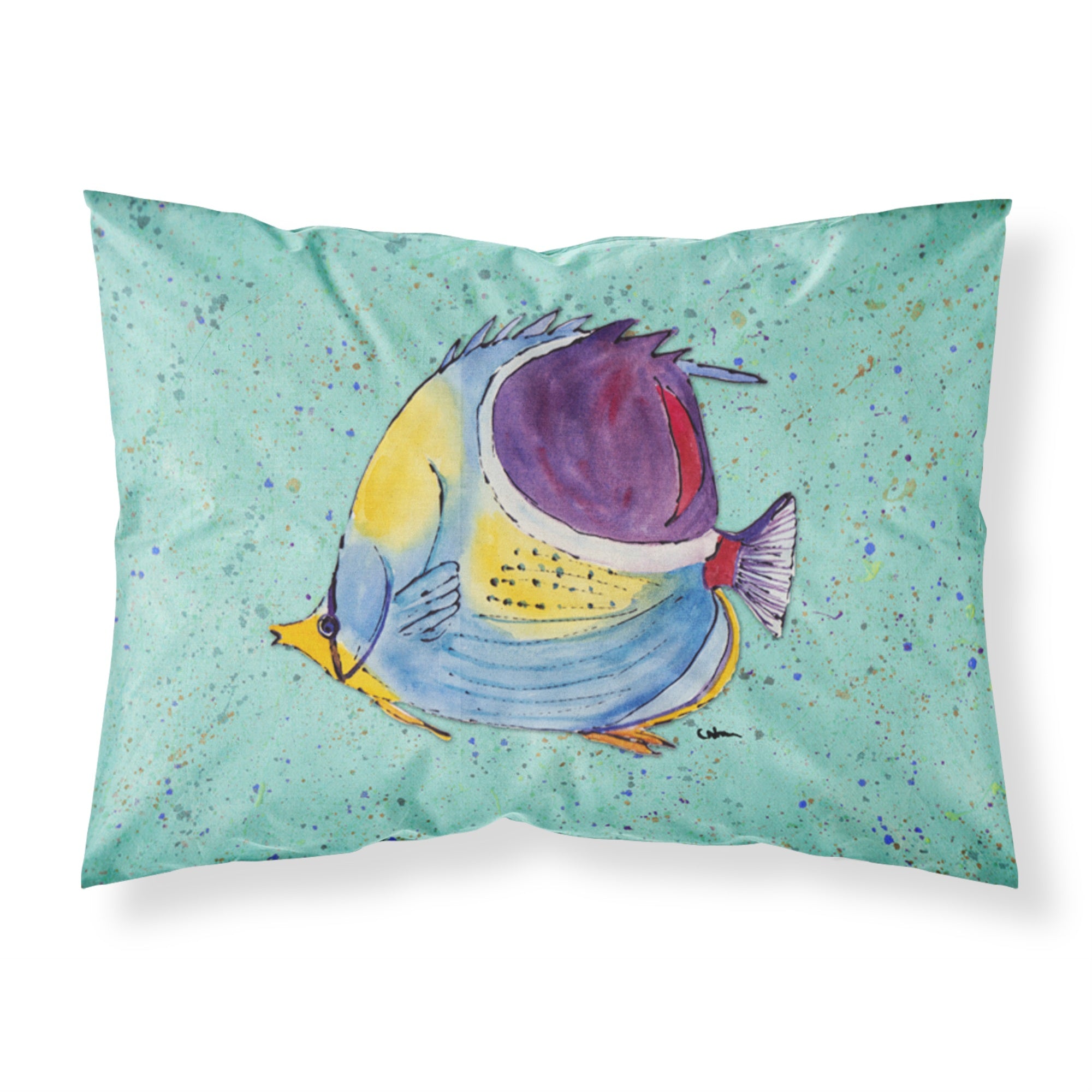 Caroline'S Treasures 8576Pillowcase Tropical Fish On Teal Moisture Wicking Fabric Standard Pillowcase, Large, Multicolor