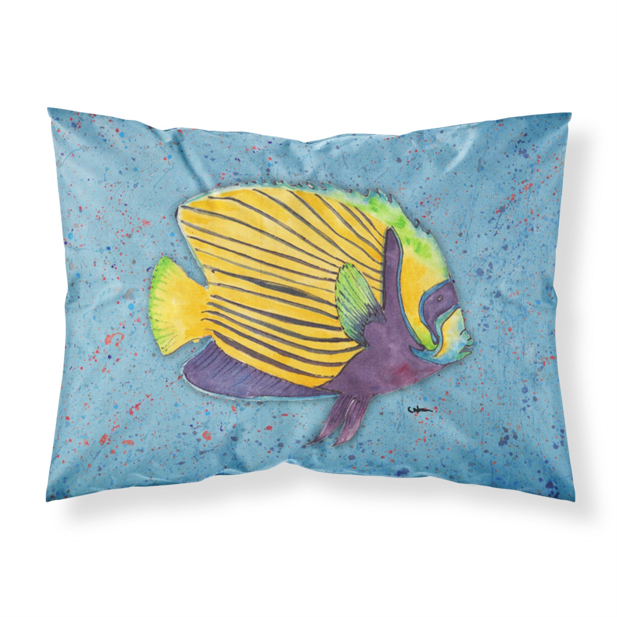 Caroline'S Treasures 8579Pillowcase Tropical Fish On Blue Moisture Wicking Fabric Standard Pillowcase, Large, Multicolor