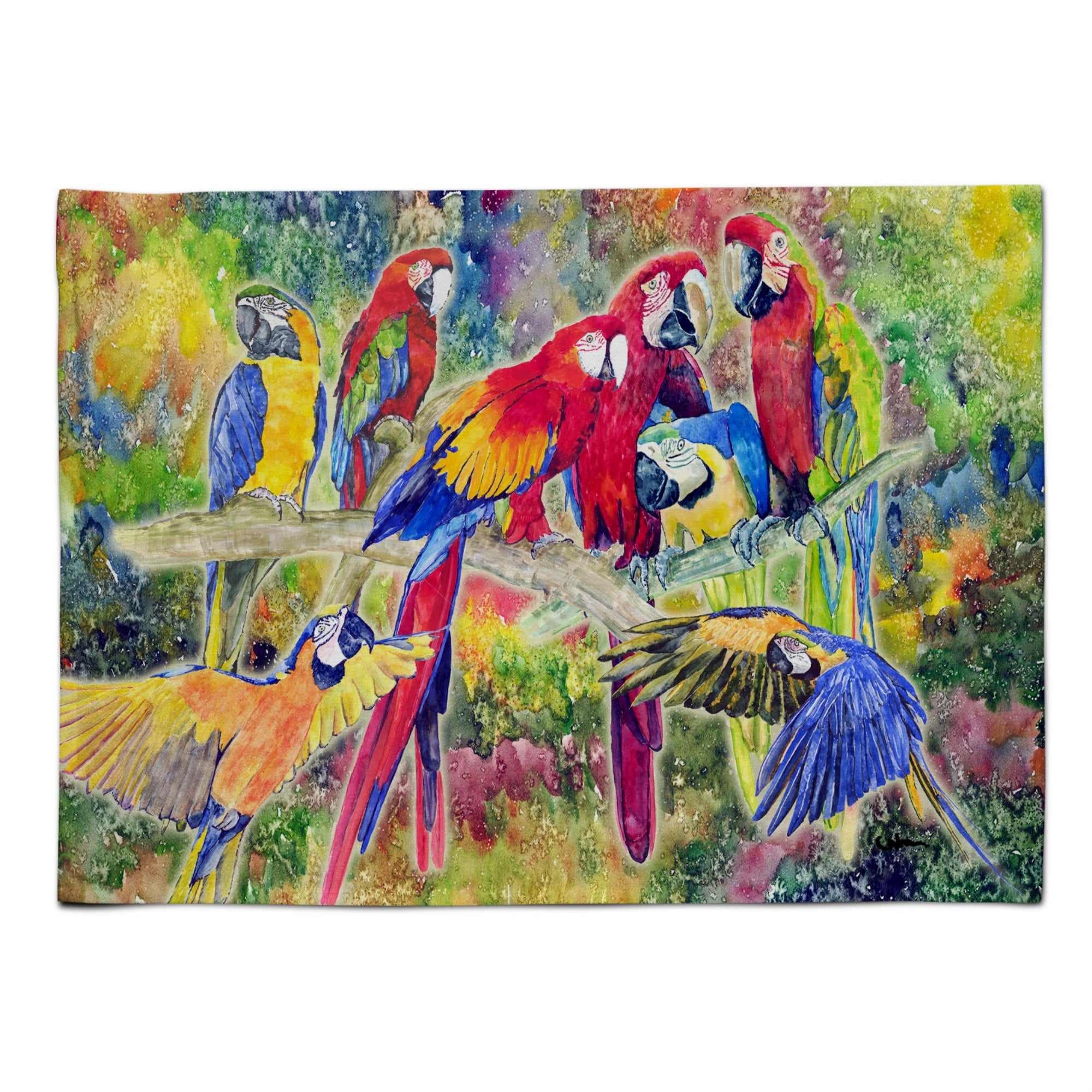 Caroline'S Treasures 8600Plmt Parrot Fabric Placemat, Multicolor