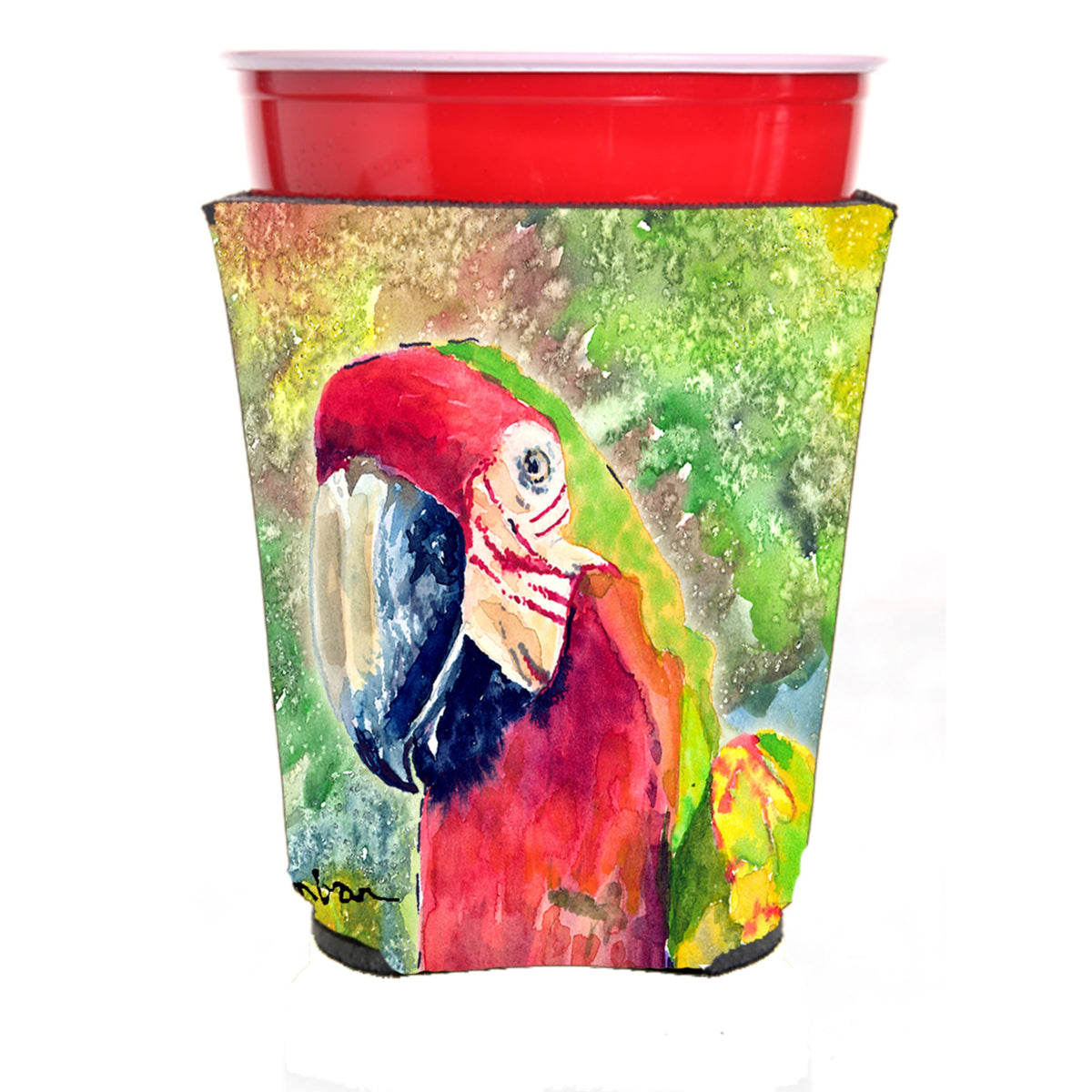 Caroline'S Treasures 8601Rsc Parrot Head Red Solo Cup Hugger, Multicolor
