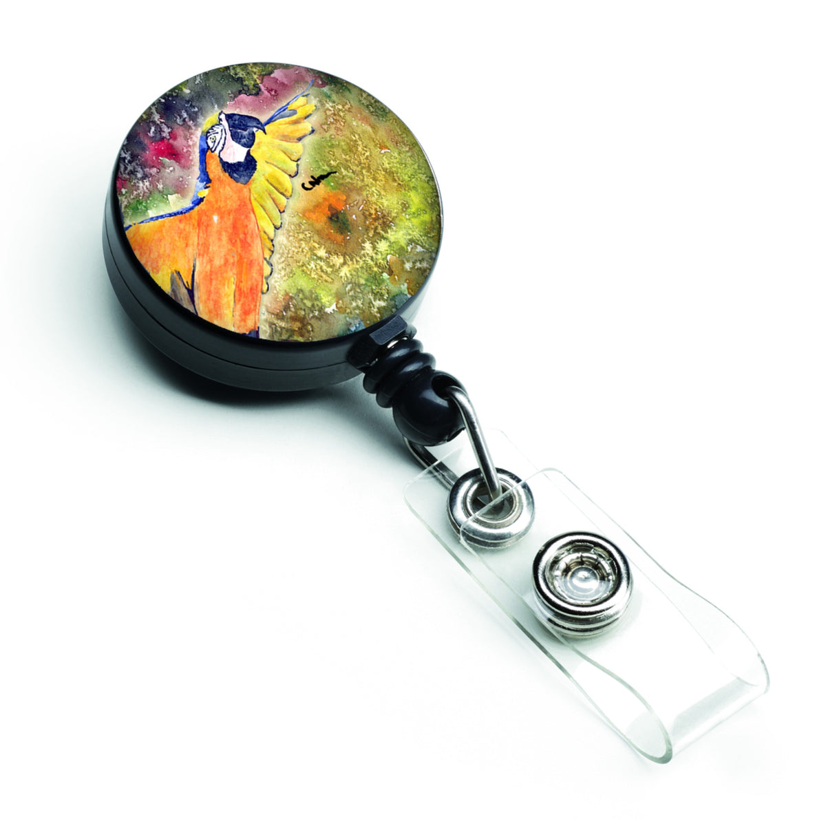Caroline'S Treasures Parrot Parrot Head Retractable Badge Reel, Multicolor (8602Br)