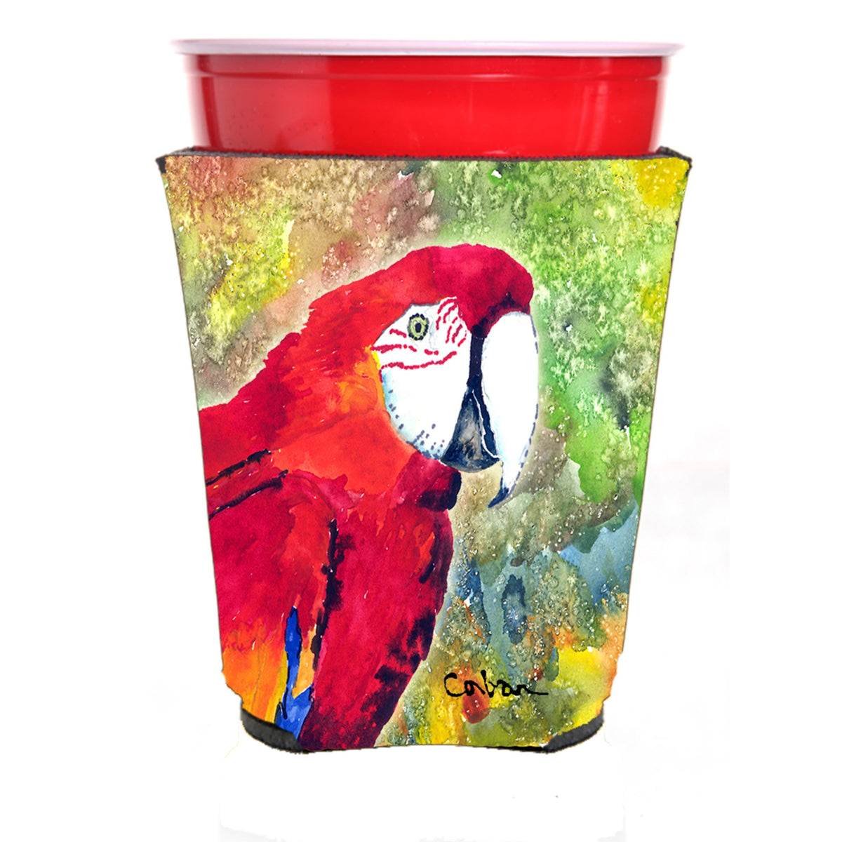 Caroline'S Treasures 8603Rsc Parrot Head Red Solo Cup Hugger, Multicolor